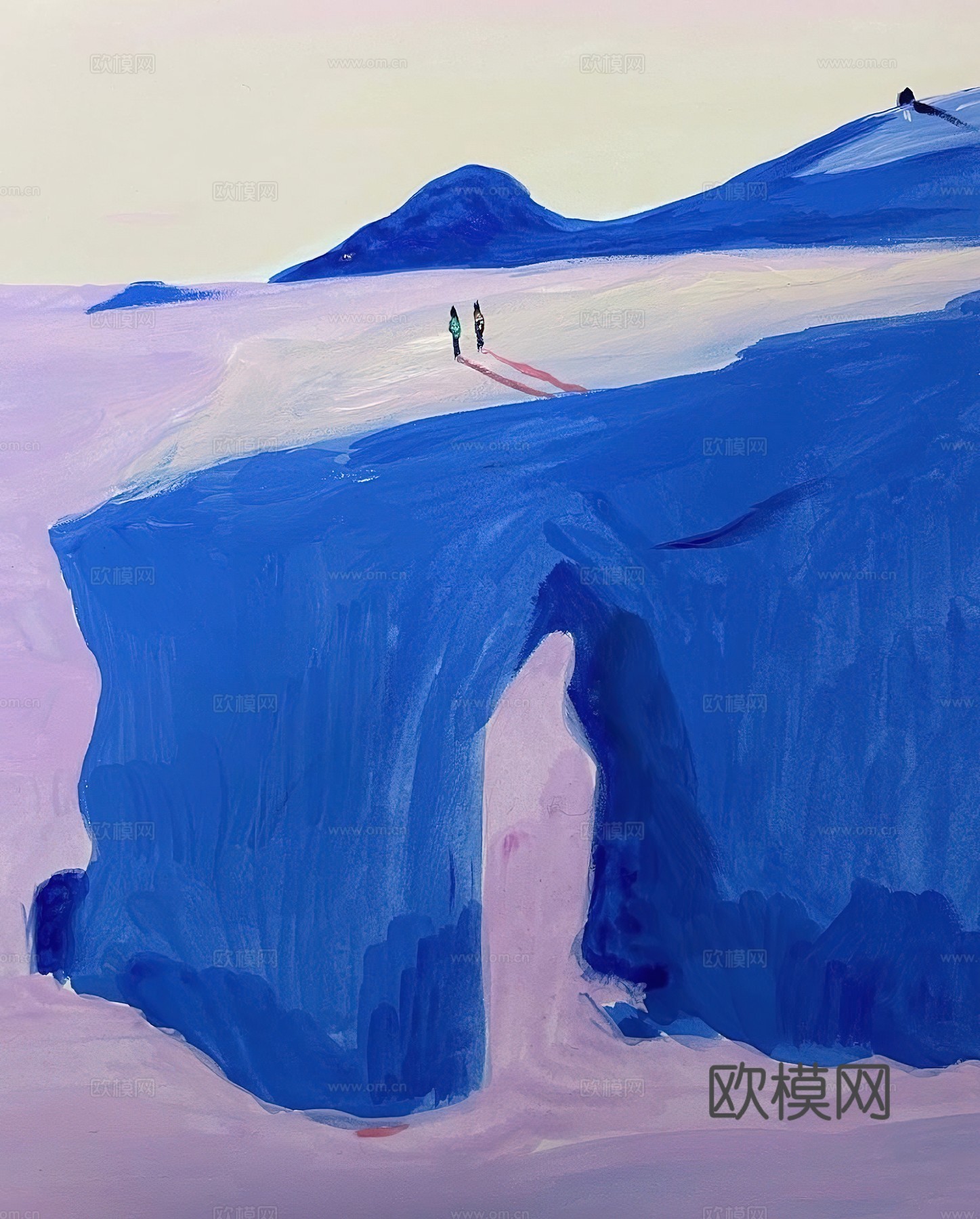 水彩小人大景 艺术挂画 挂画 装饰画 艺术画下载