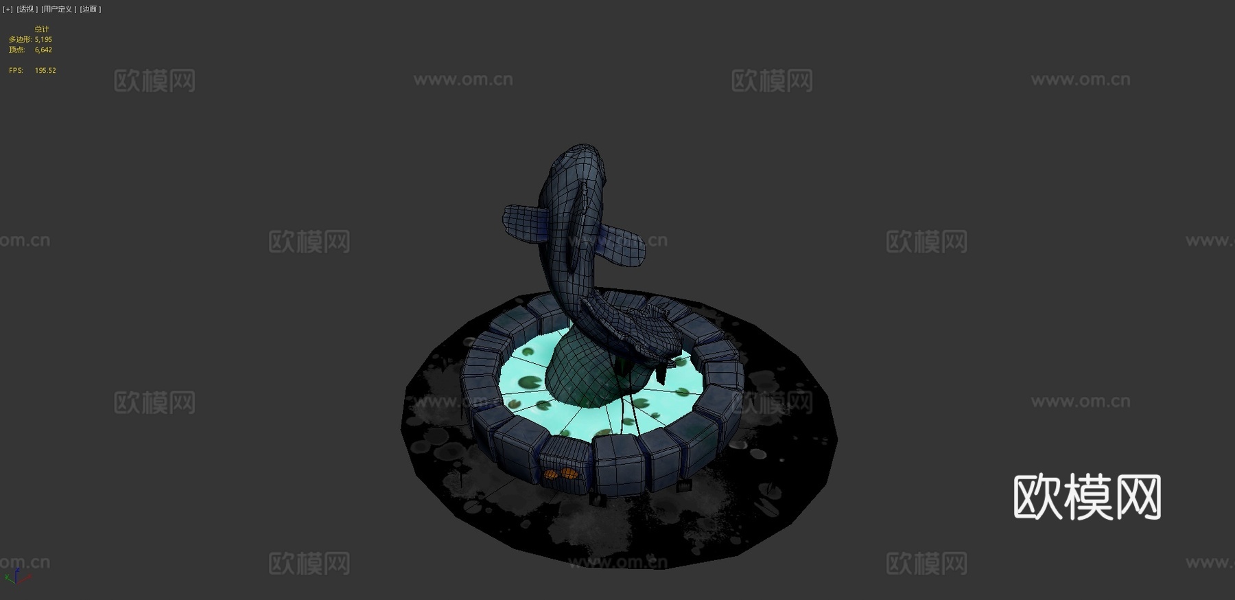 鱼喷泉3d模型