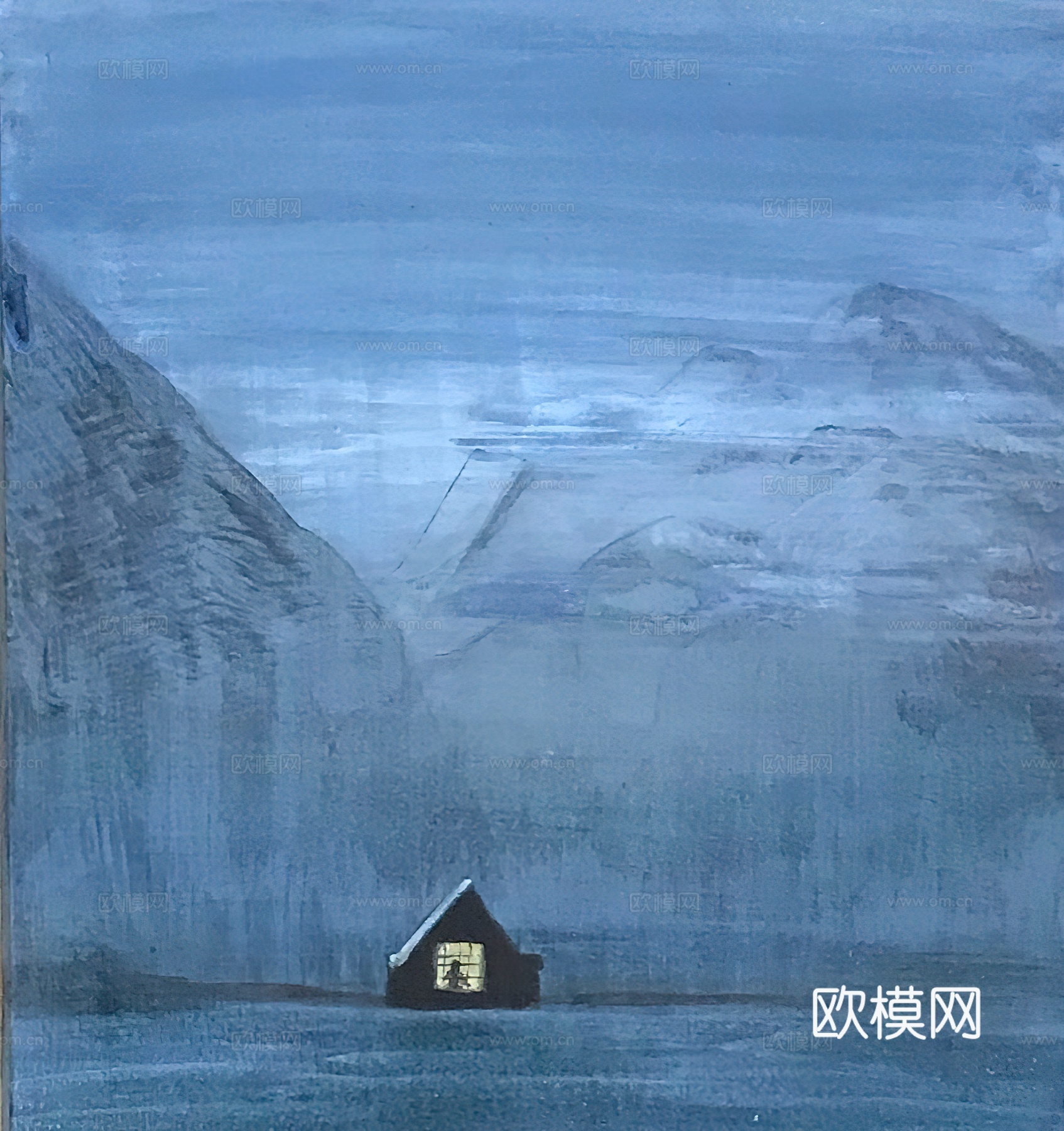 水彩小人大景 艺术挂画 挂画 装饰画 艺术画下载