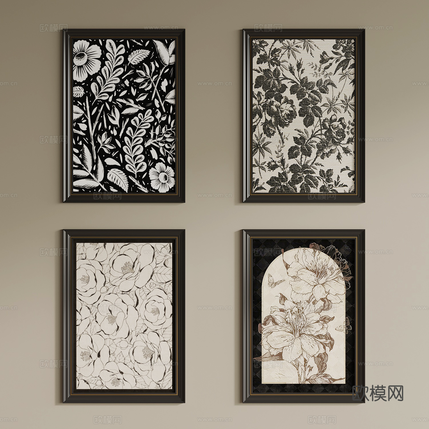 装饰画 法式复古装饰画 挂画3d模型
