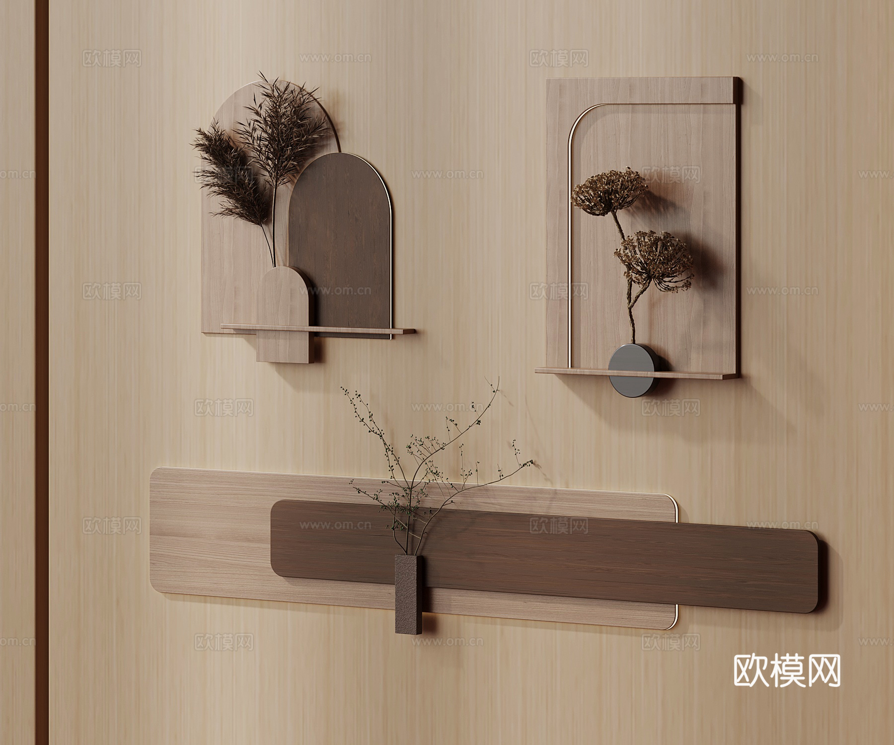 现代挂件 植物墙饰su模型