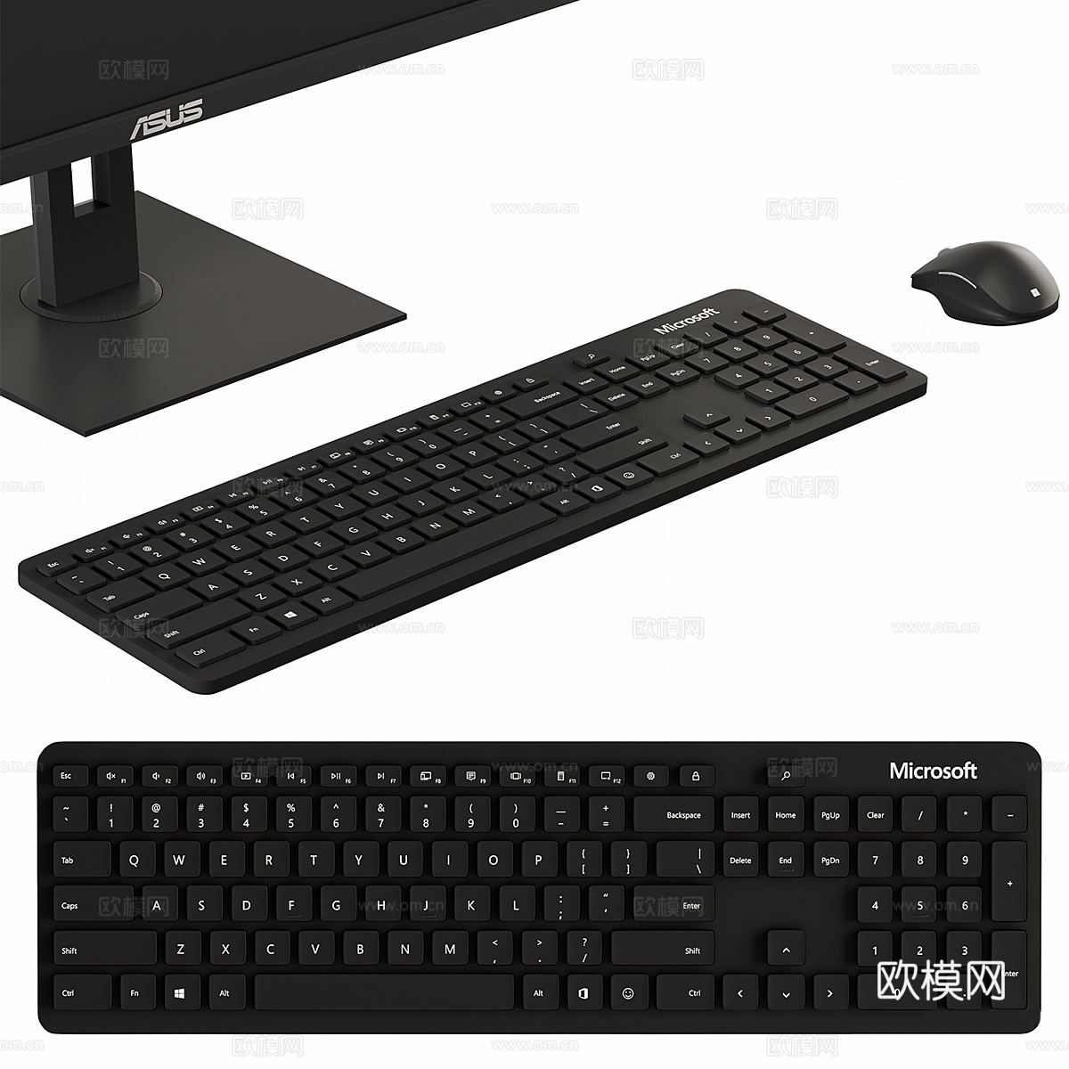 华硕 Asus 台式电脑显示器 鼠标键盘3d模型