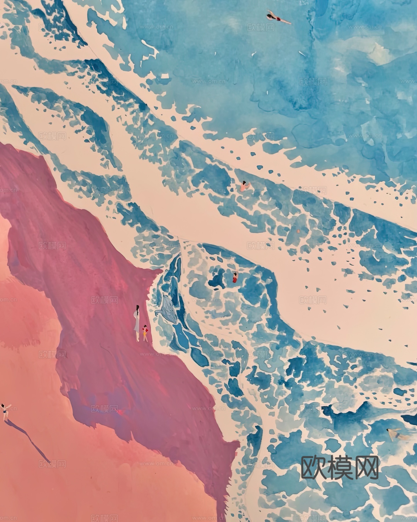 水彩小人大景 艺术挂画 挂画 装饰画 艺术画下载