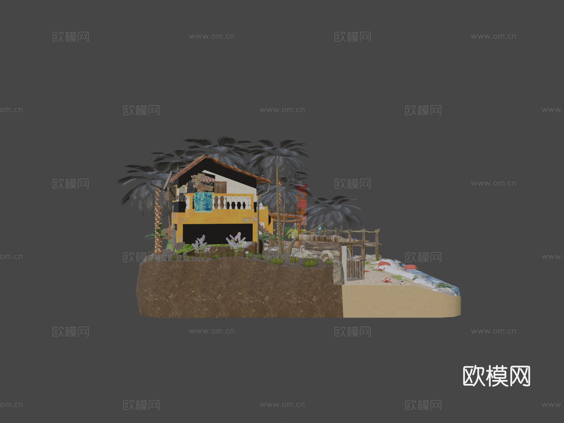 DAE立体模型-海边3d模型