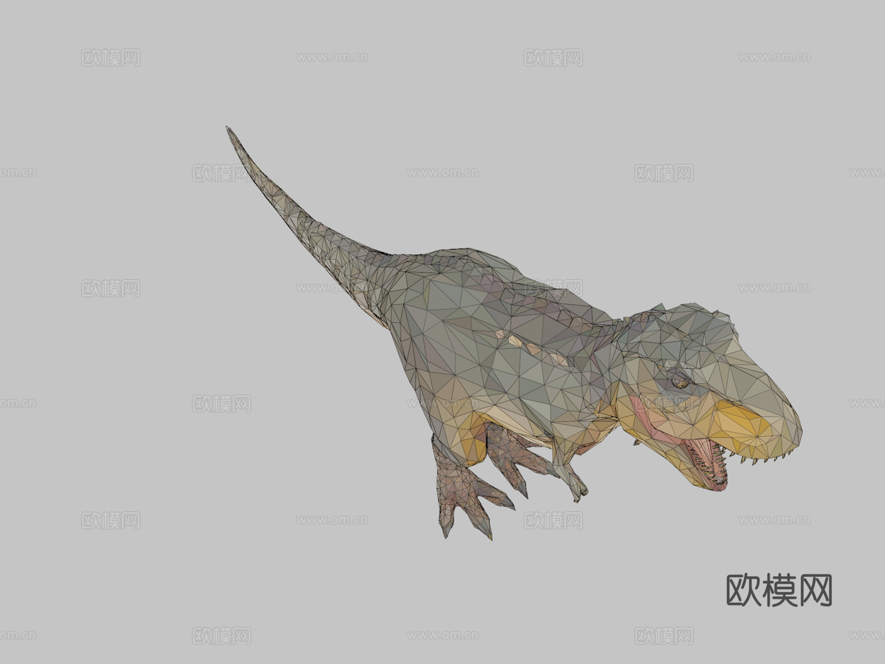 恐龙霸王龙低多边形艺术风格3d模型
