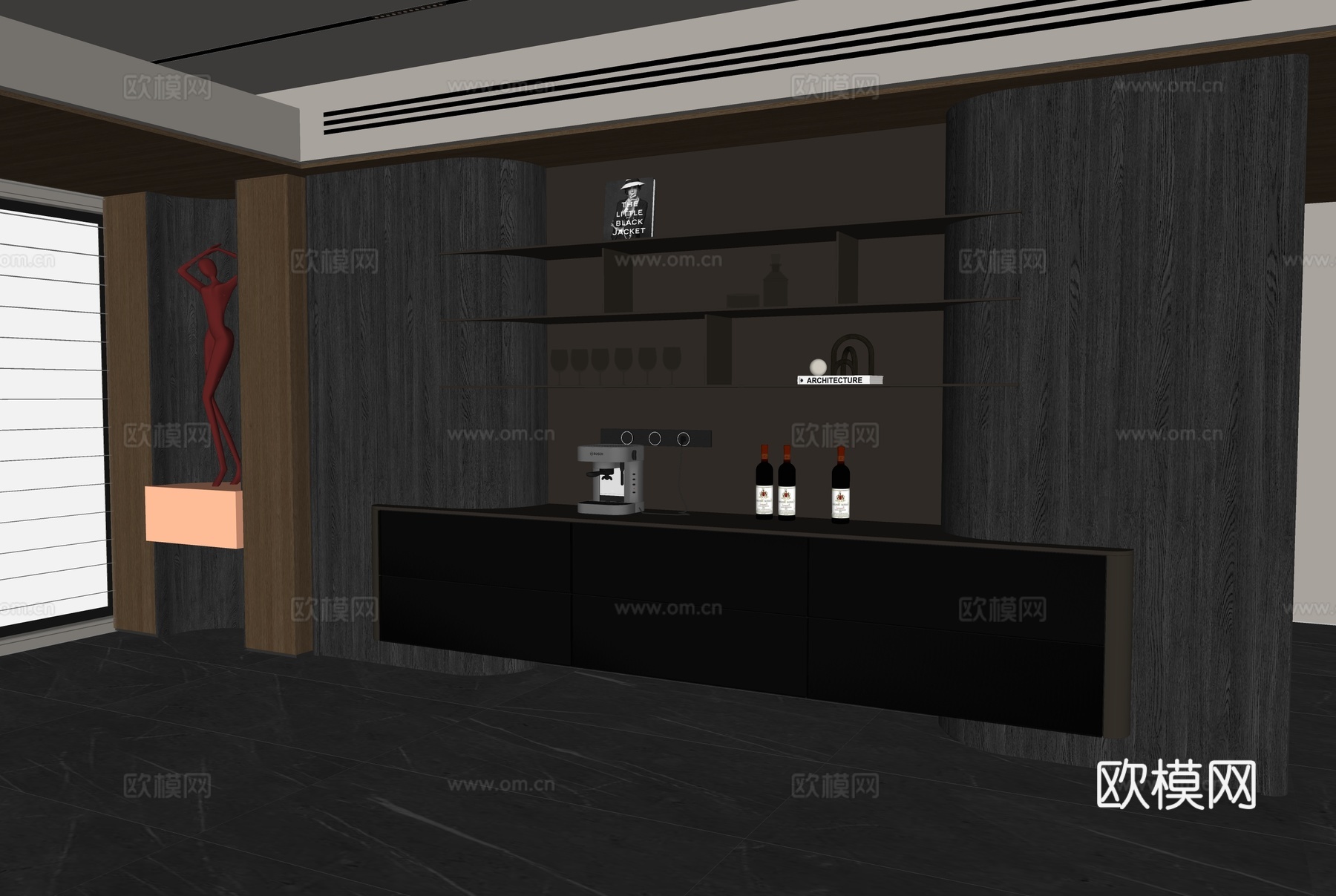 现代意式餐边柜su模型
