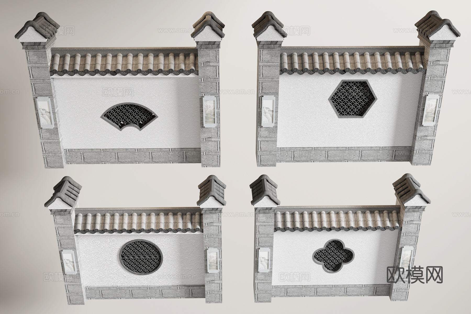 中式建筑外墙3d模型