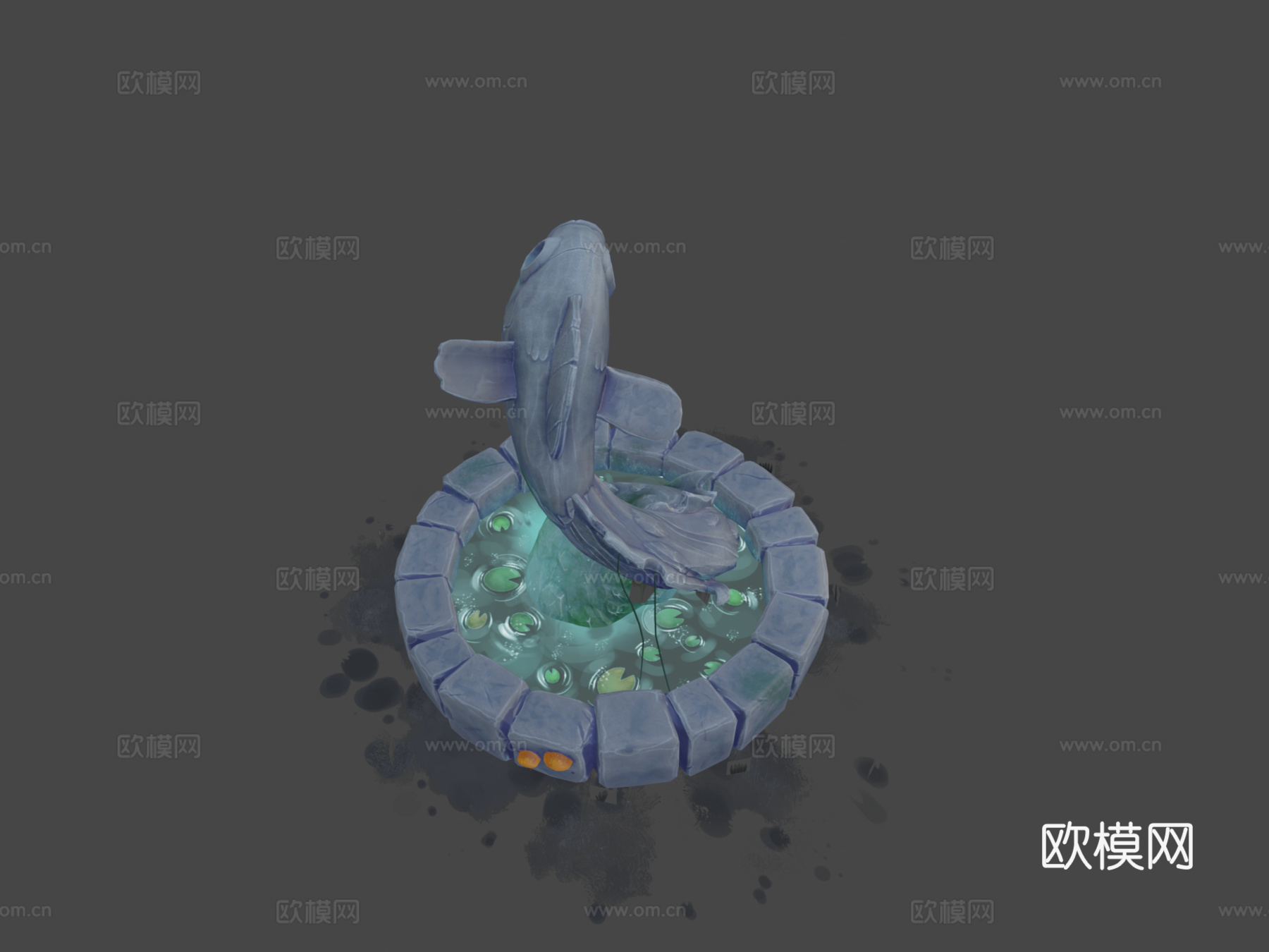 鱼喷泉3d模型