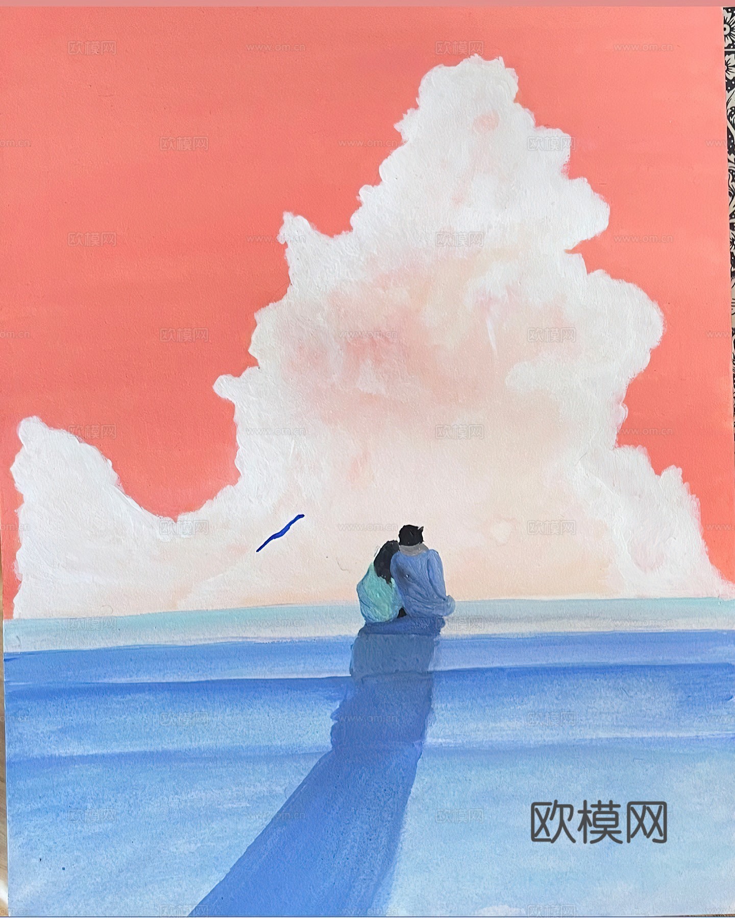 水彩小人大景 艺术挂画 挂画 装饰画 艺术画下载