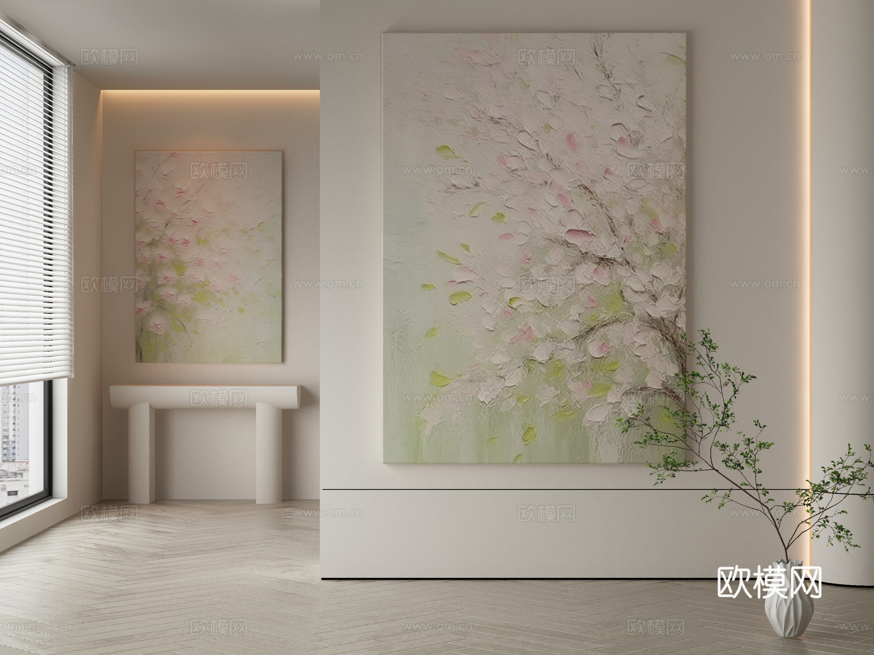 现代侘寂挂画 油画3d模型