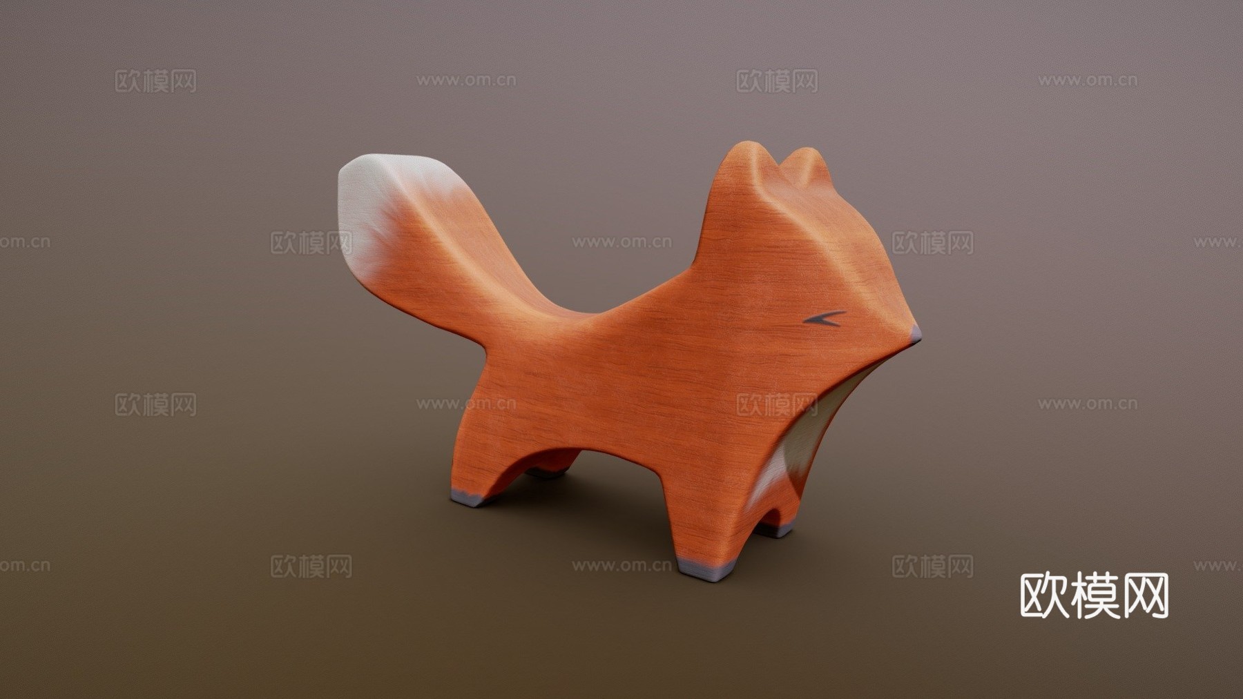 木制狐狸小雕像3d模型