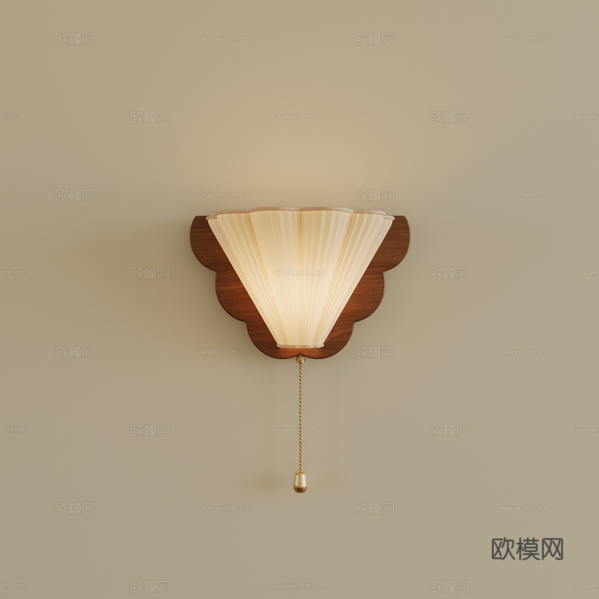 中古胡桃木壁灯su模型