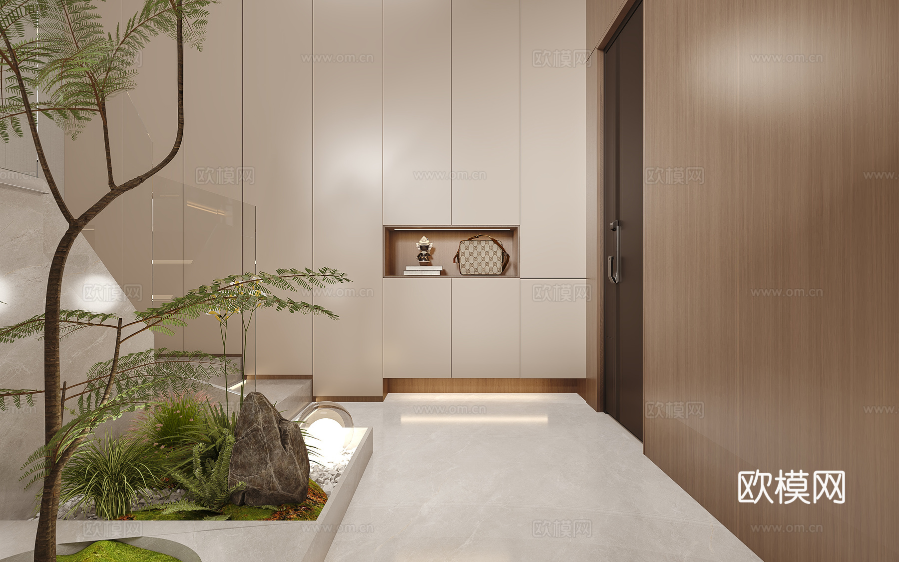 现代简约餐厅 厨房 楼梯 景观3d模型
