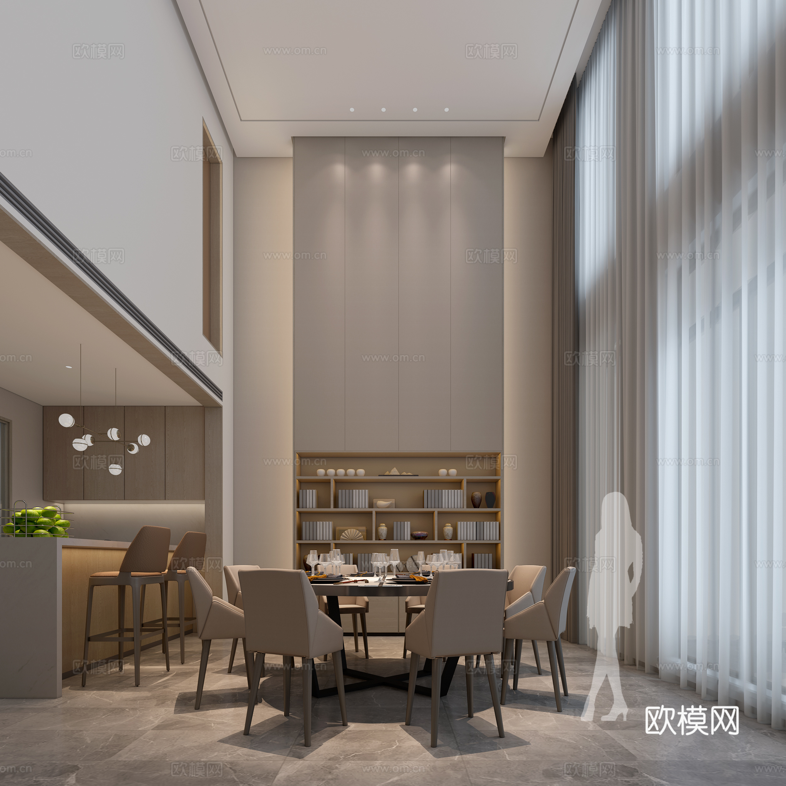 现代客厅现代餐厅 客餐厅 主卧室 现代单椅 餐厅单椅 吧椅3d模型