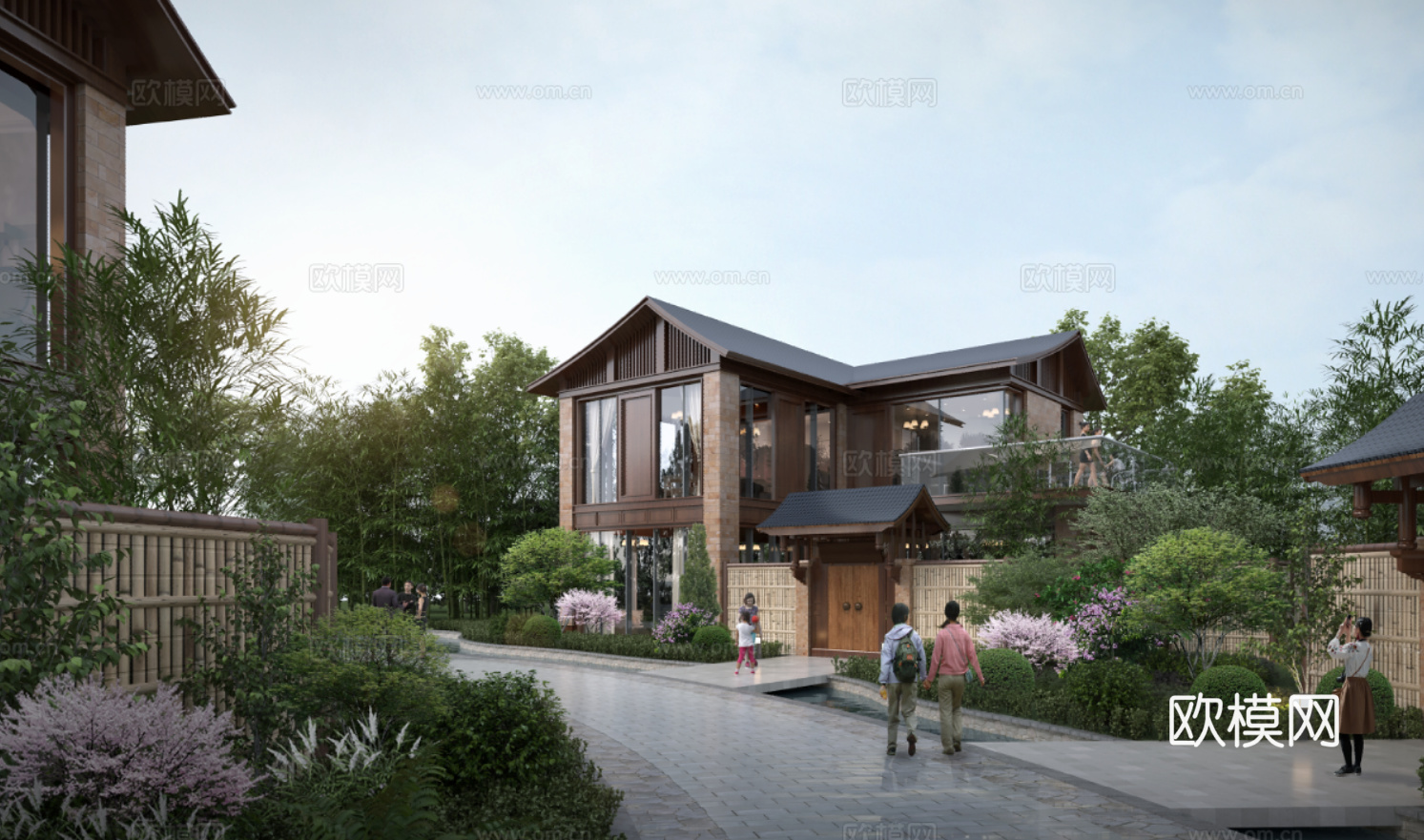 新中式 酒店 度假区 名宿3d模型