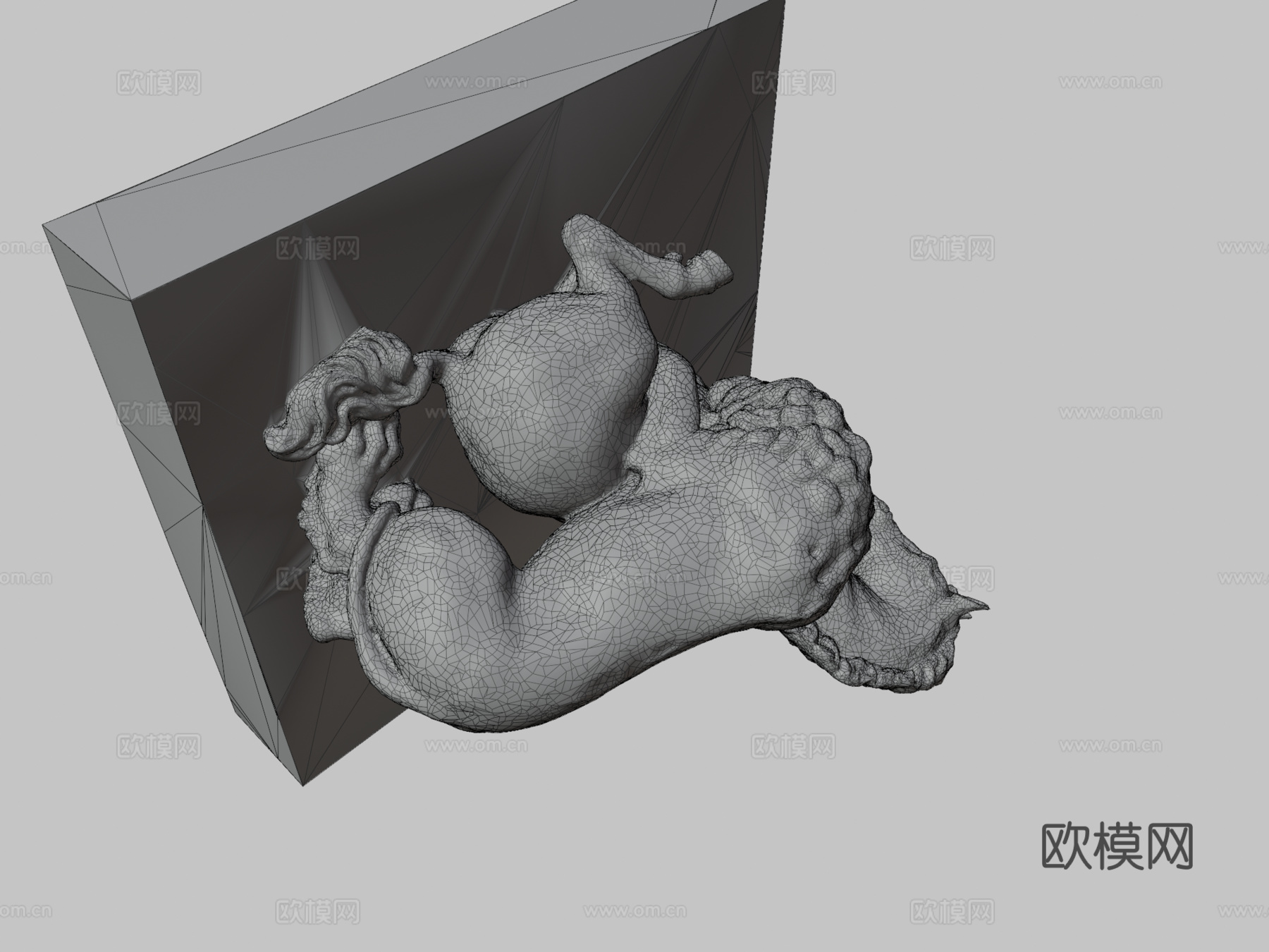 狮子攻击马3d模型