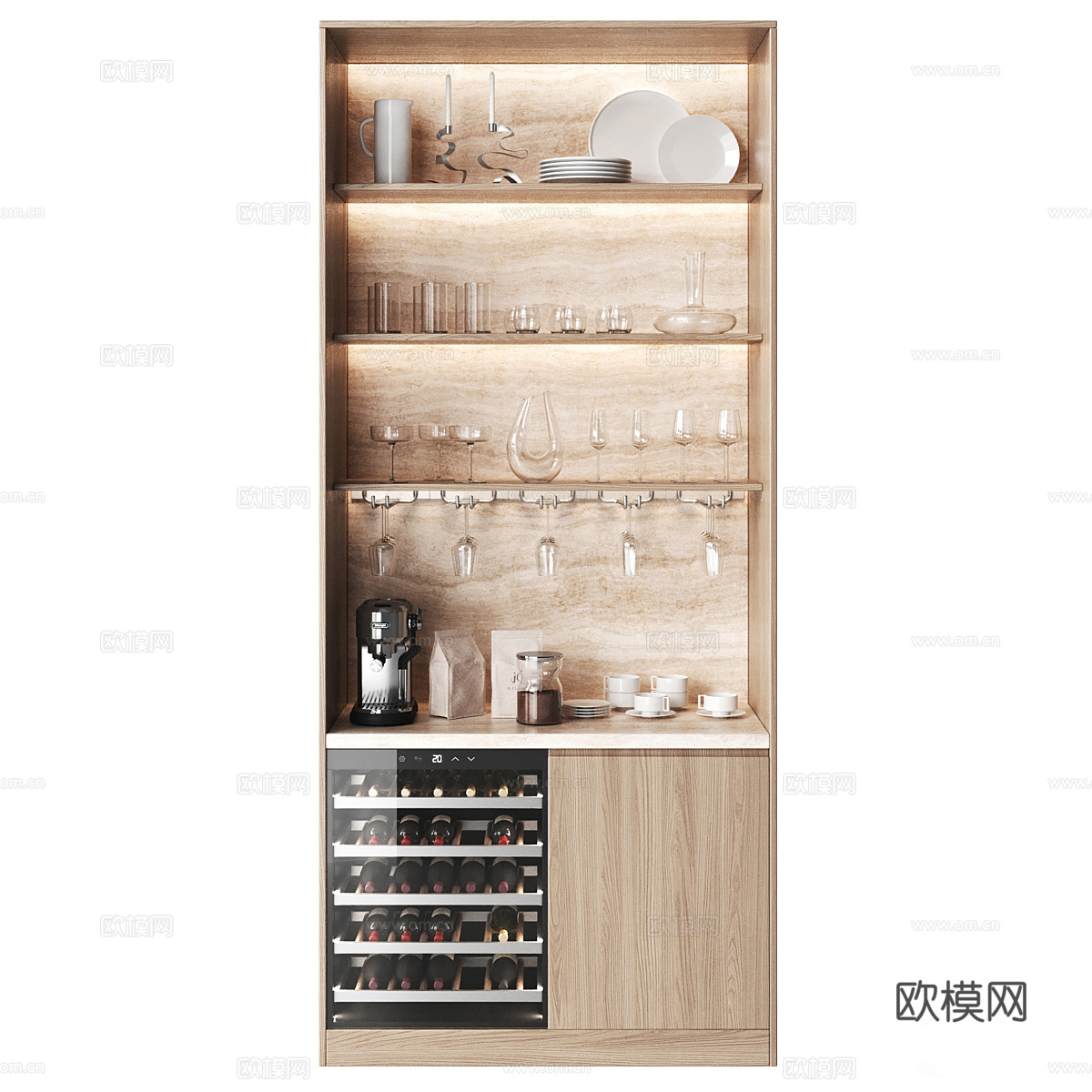 现代意式极简酒柜3d模型