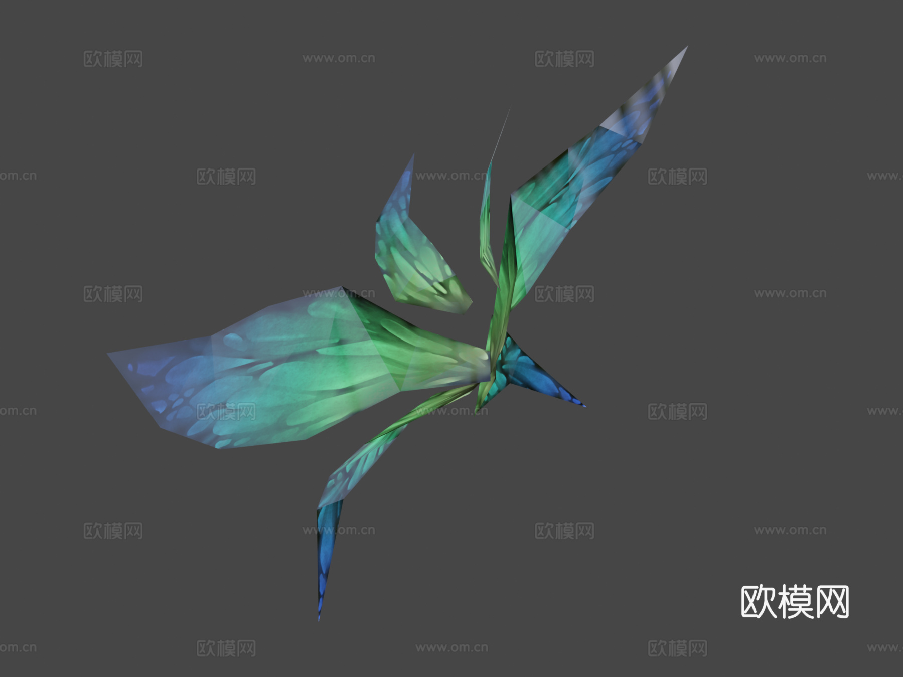 低多边形蝴蝶翅膀3d模型