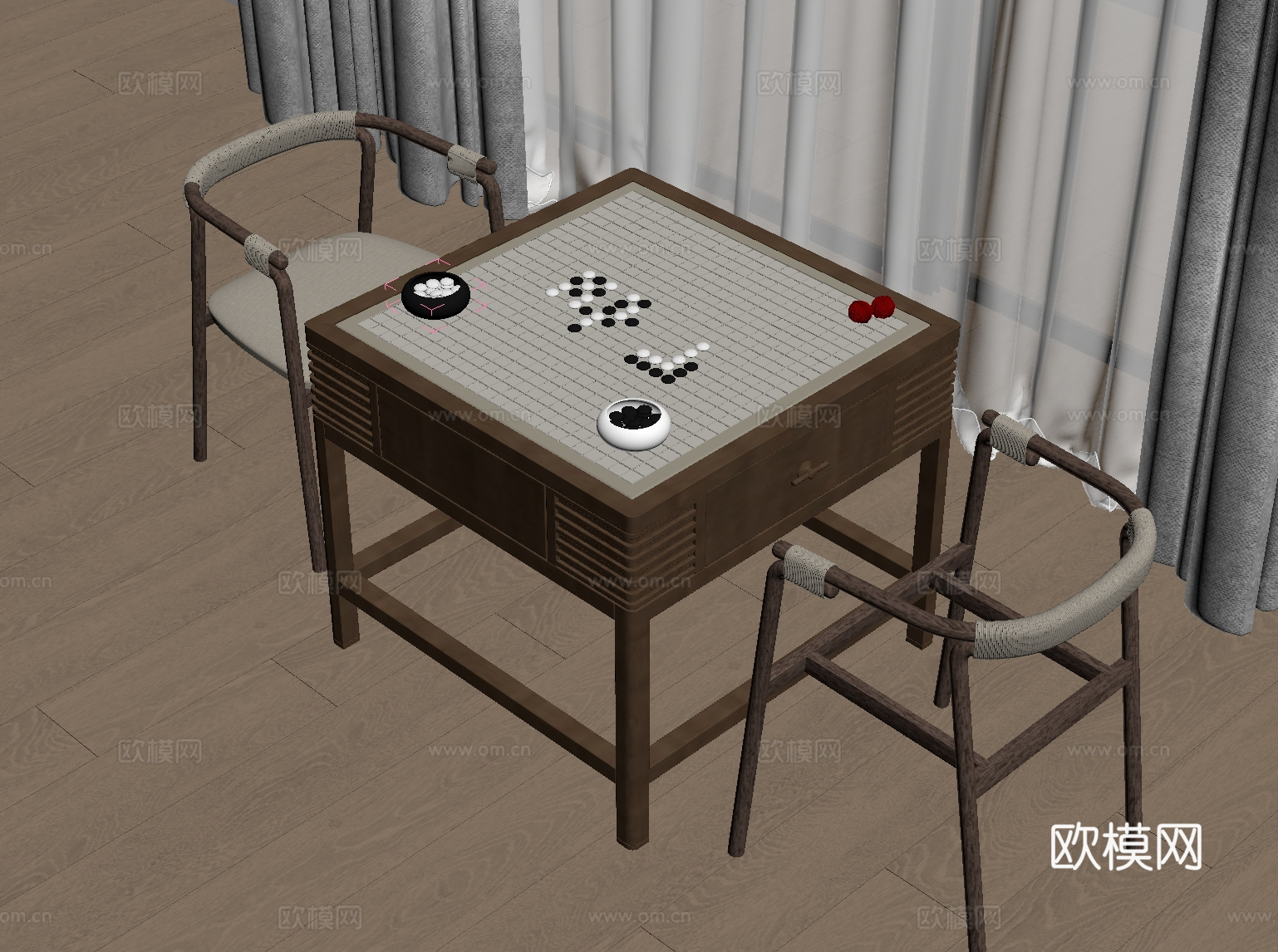 娱乐器材 现代围棋桌 椅子su模型