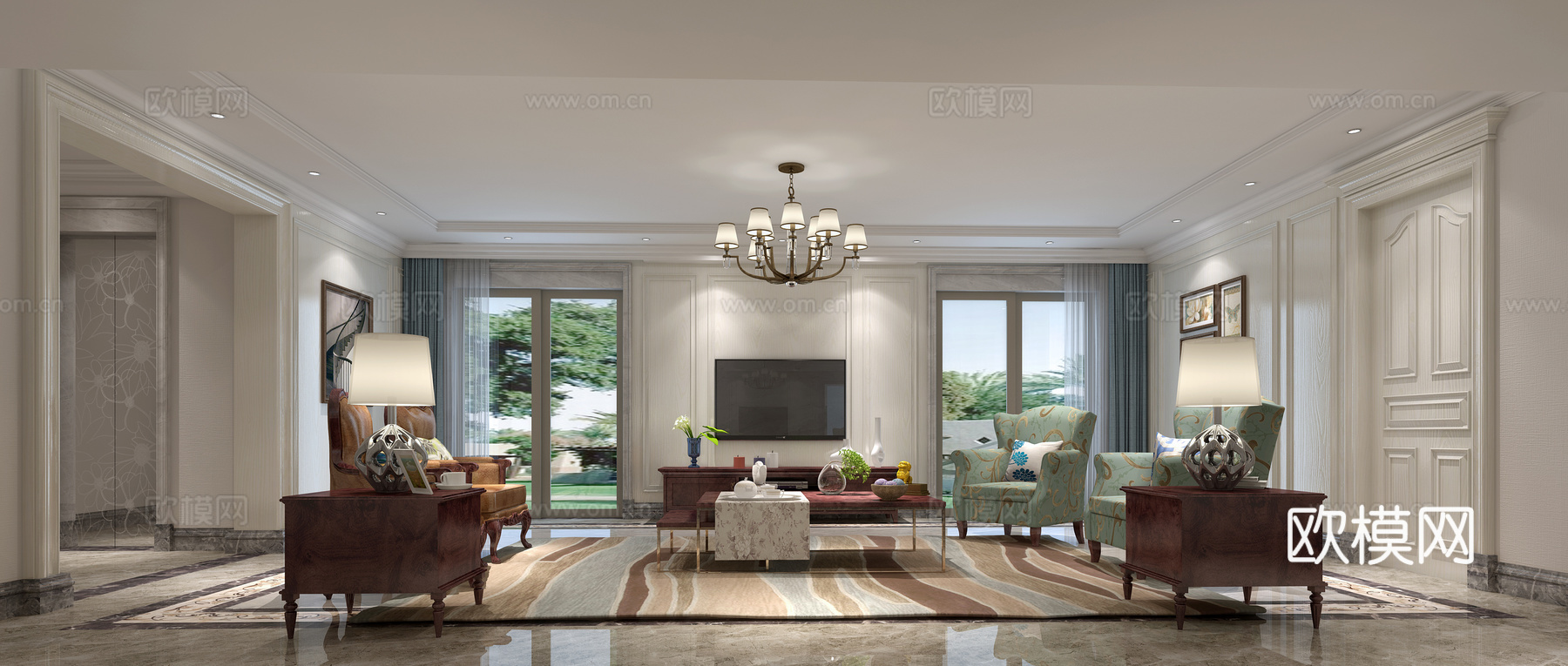 美式 会客厅 接待室 休闲室3d模型