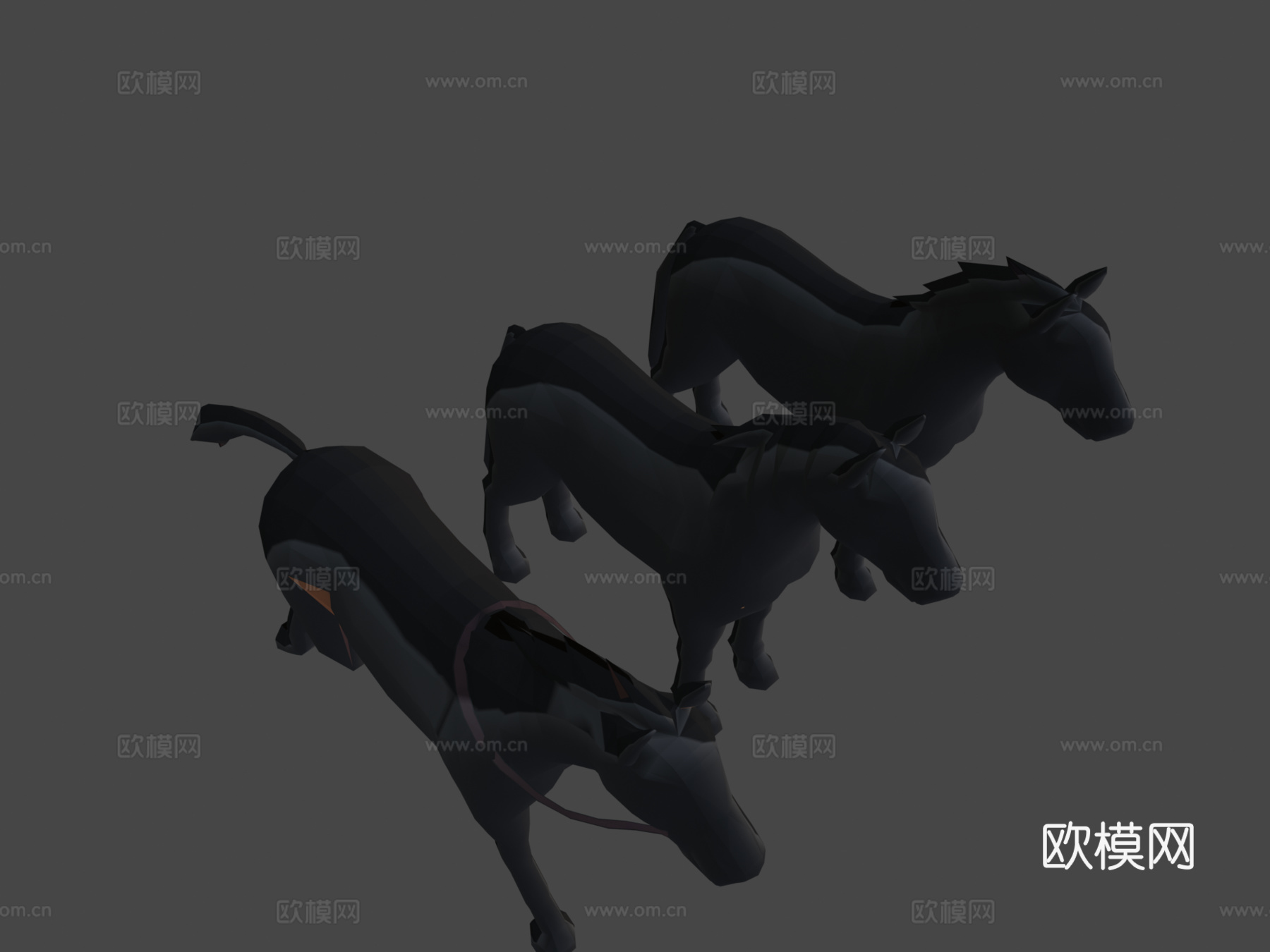 卡通动漫低多边形-马3d模型