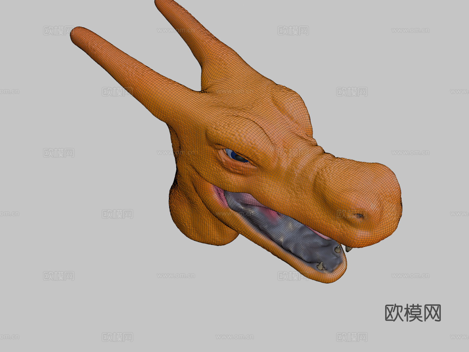 喷火龙头部雕塑3d模型