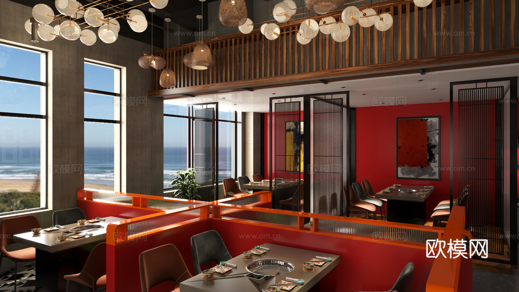 多巴胺餐厅咖啡厅 火锅店 餐饮店 餐厅饭店 酒吧  工业风3d模型3d模型
