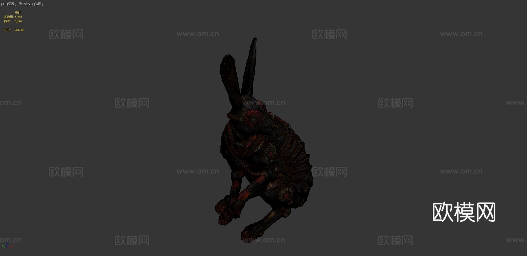 蒸汽朋克兔子雕像3d模型