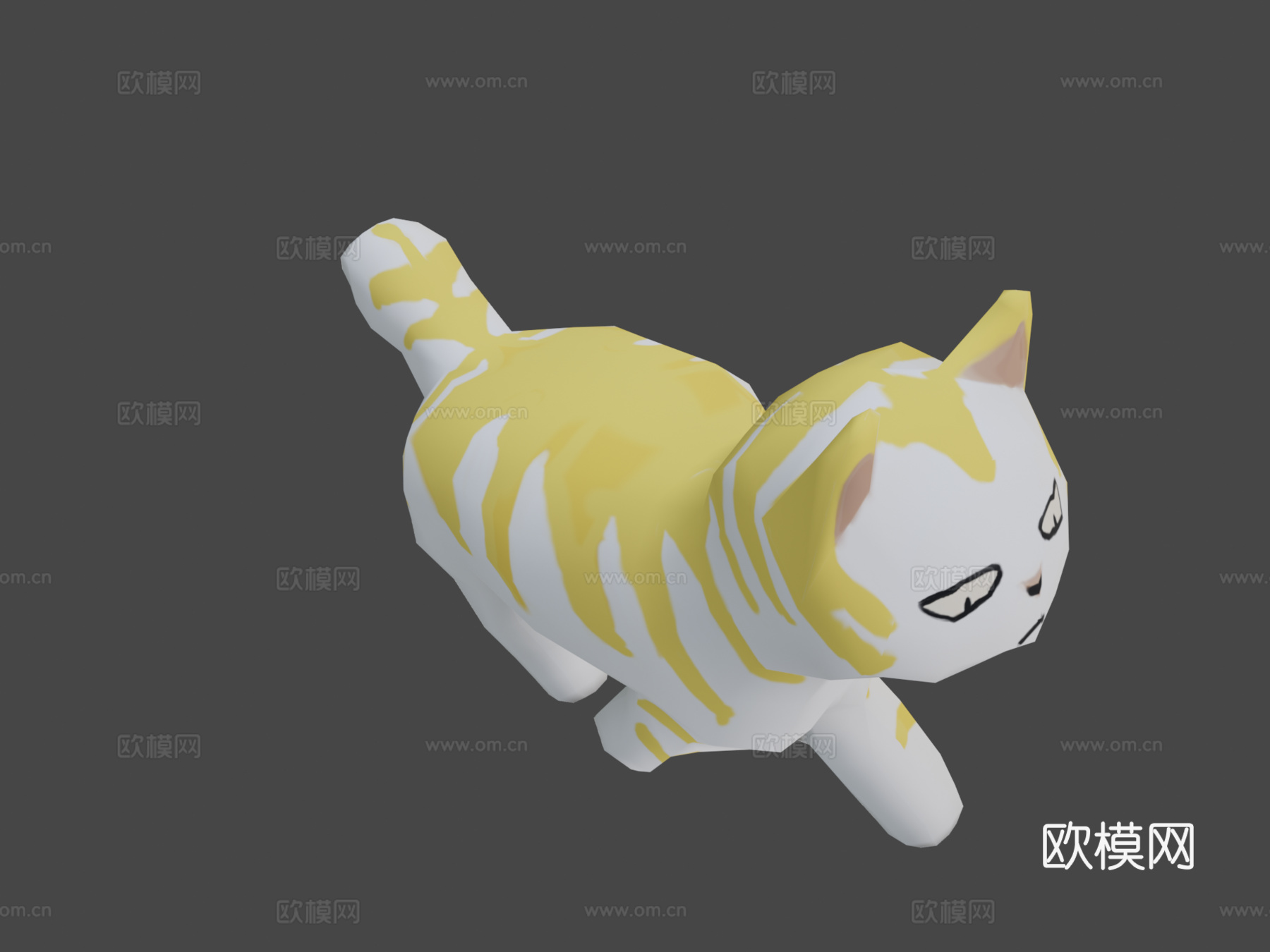 低多边形老仙漫画猫3d模型