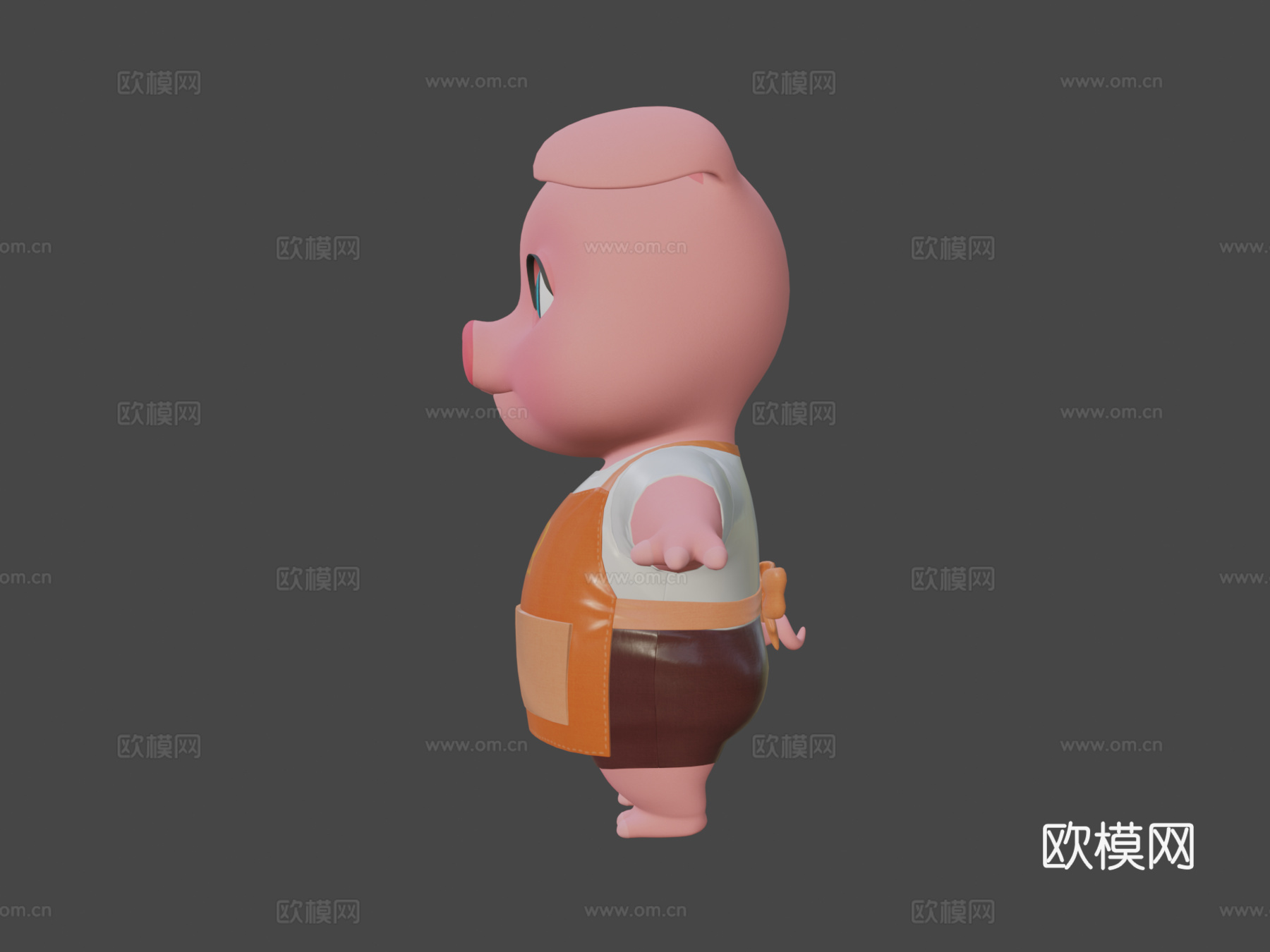 资产-卡通-动物-猪-绑定3D模型3d模型
