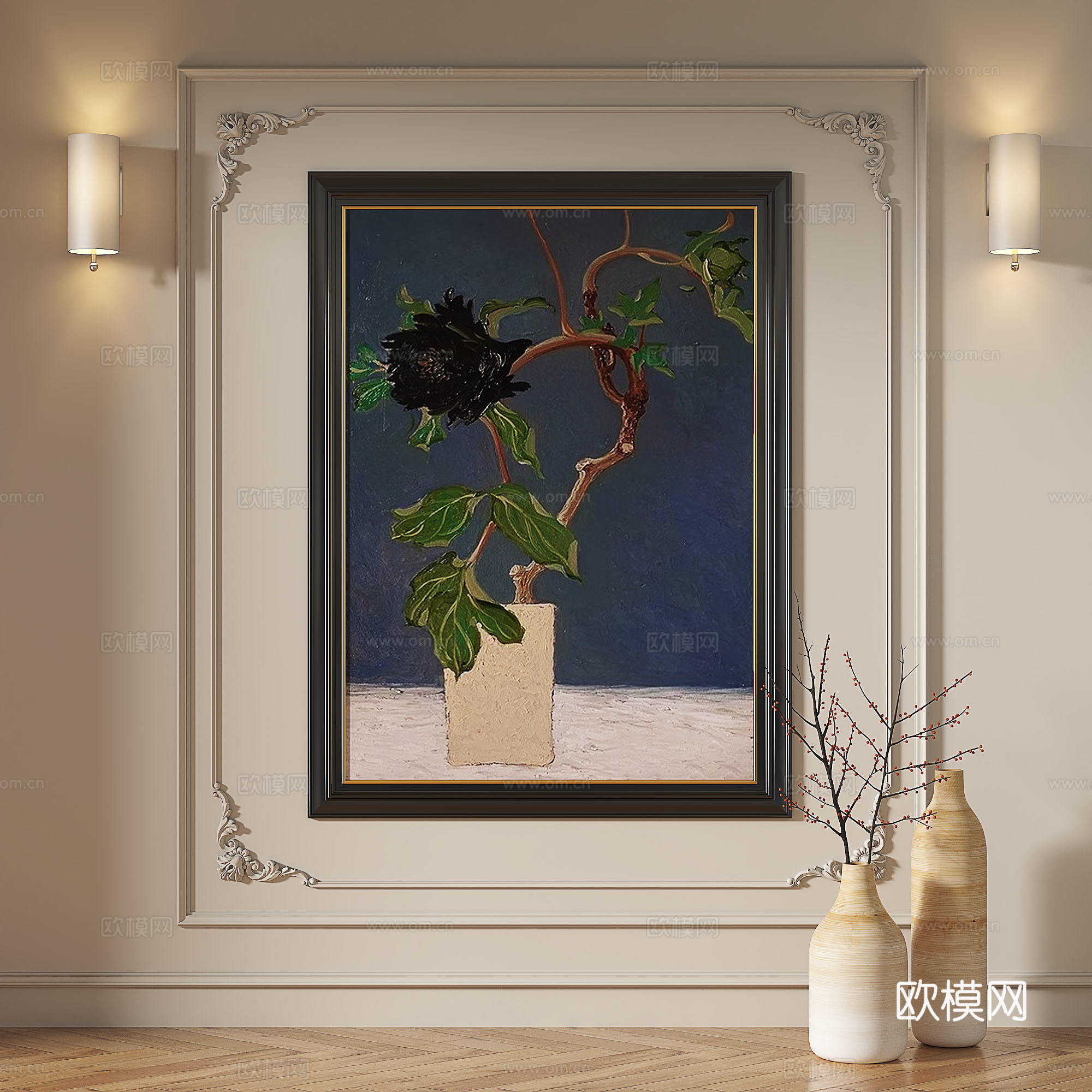 法式，复古，中古，现代，轻奢，油画，装饰画3d模型