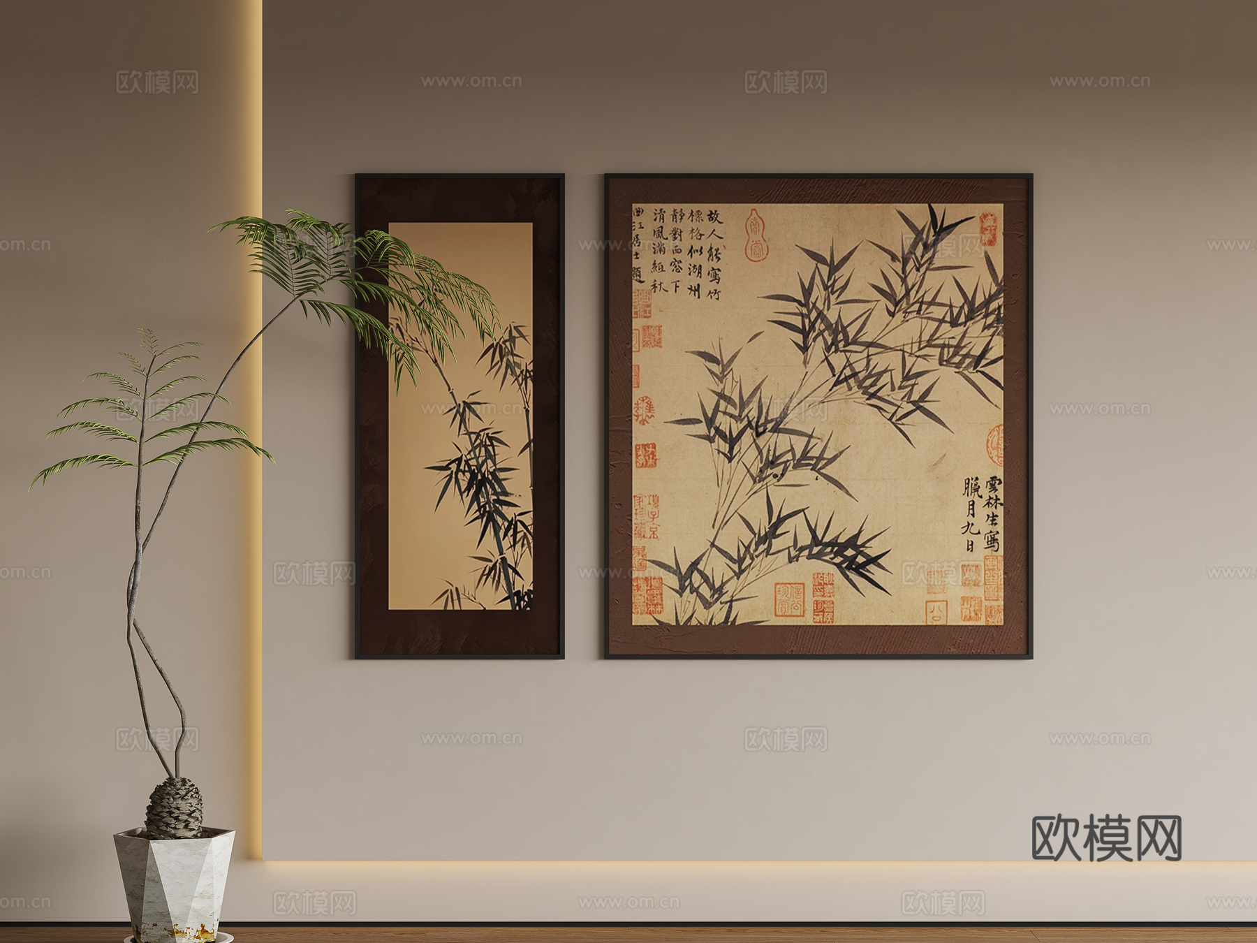 新中式宋式挂画su模型