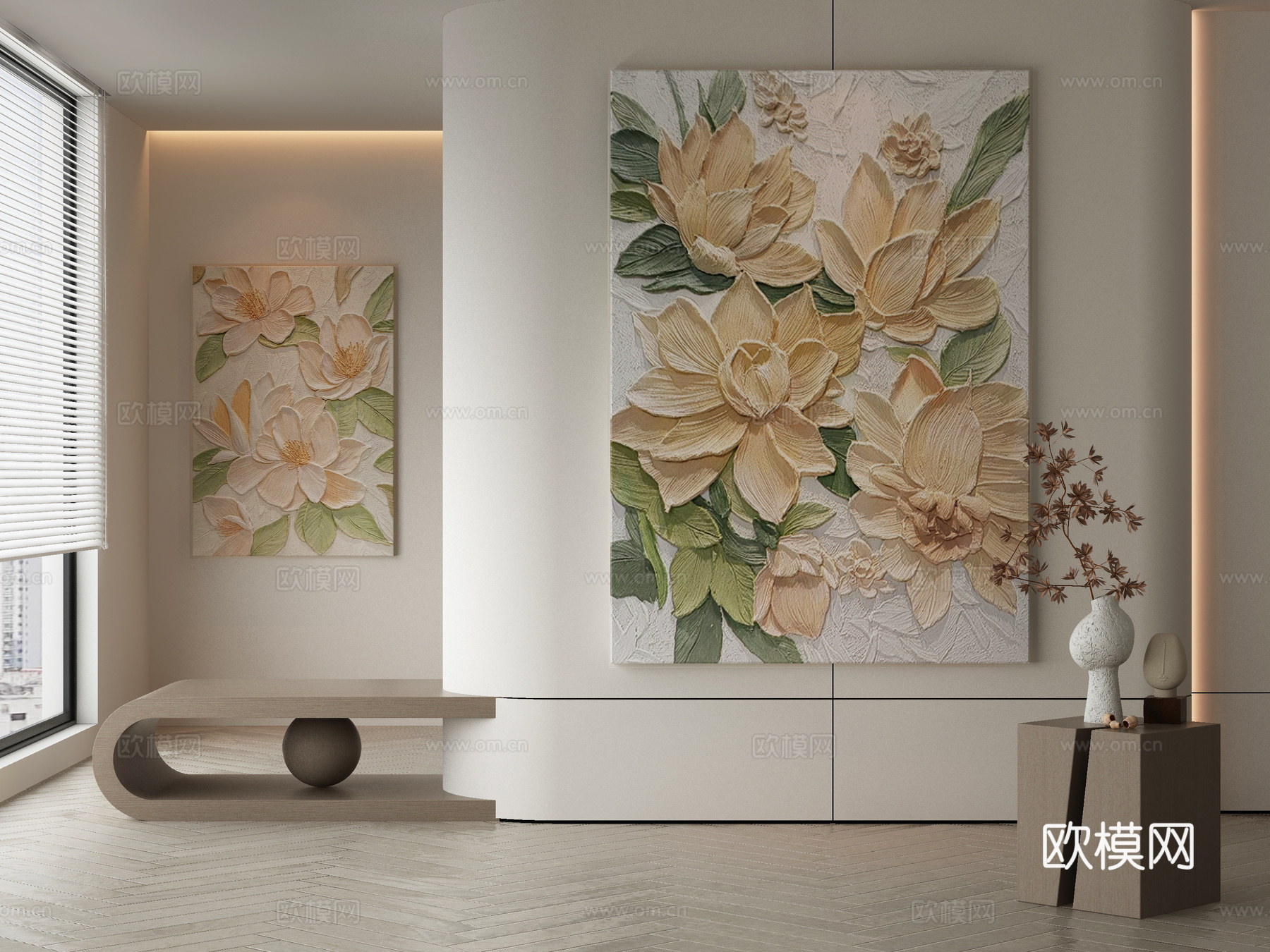 现代侘寂挂画 油画3d模型