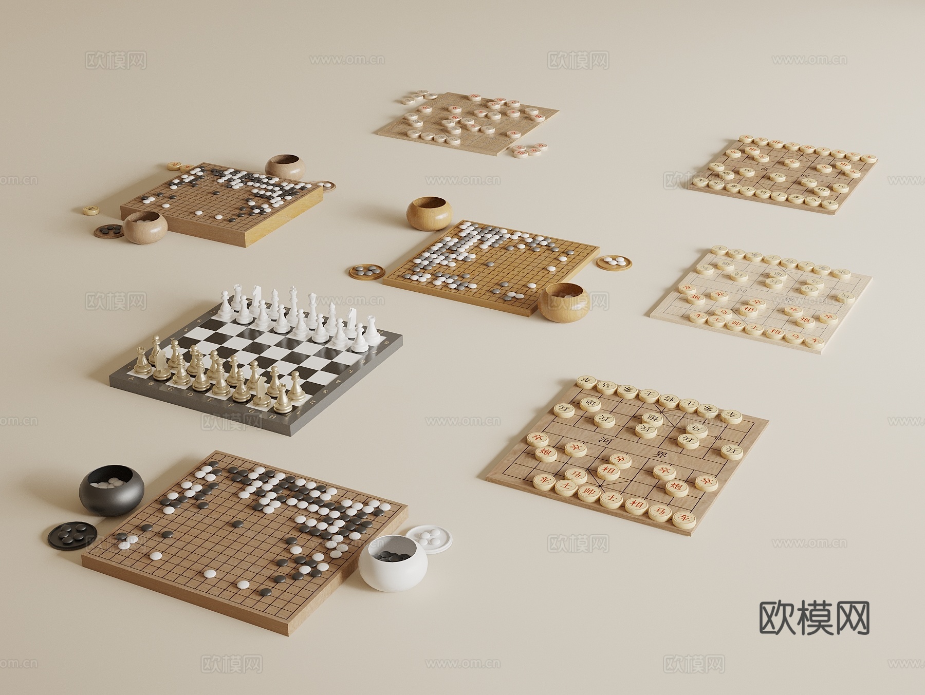 象棋 棋盘 五子棋 围棋3d模型