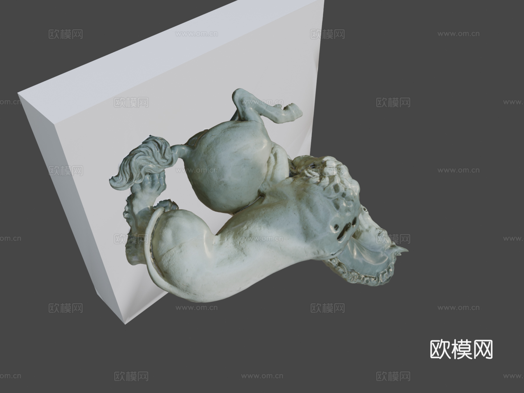 狮子攻击马3d模型