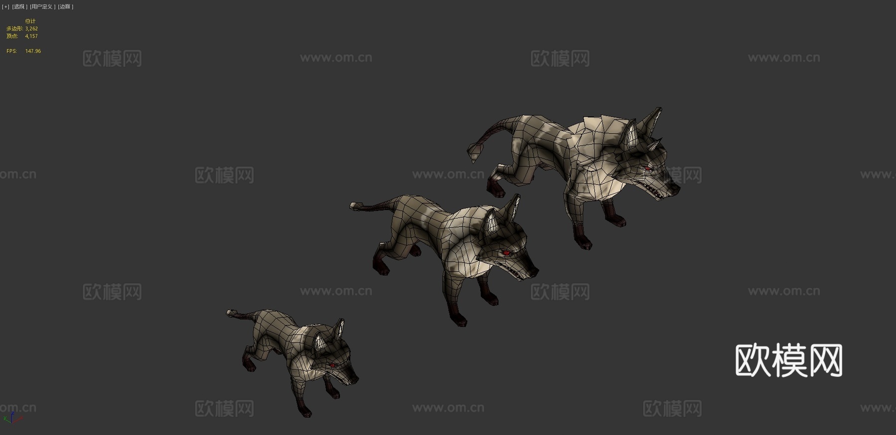 埃及狼冠军包-手绘低多边形3d模型