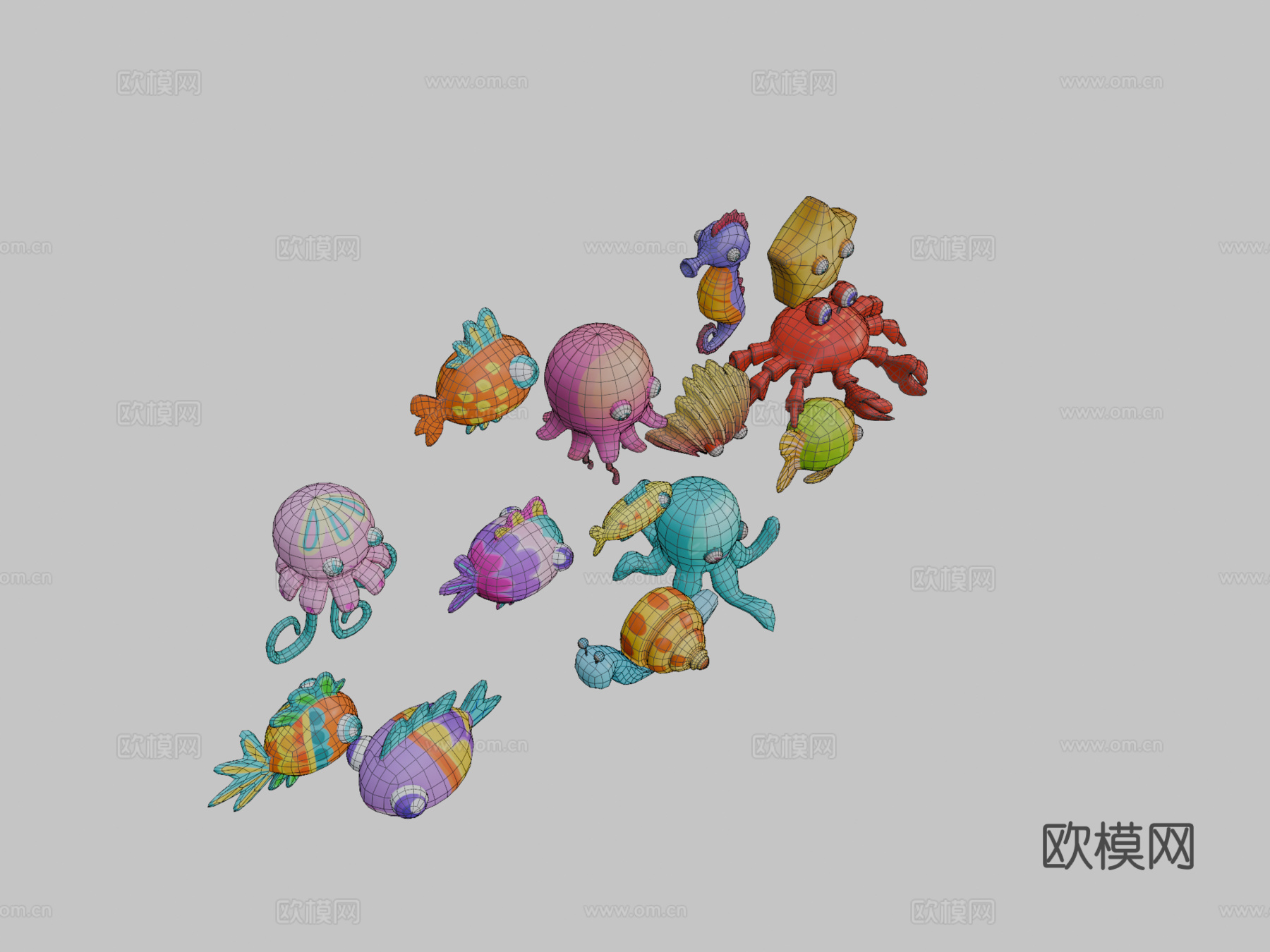 卡通鱼33d模型