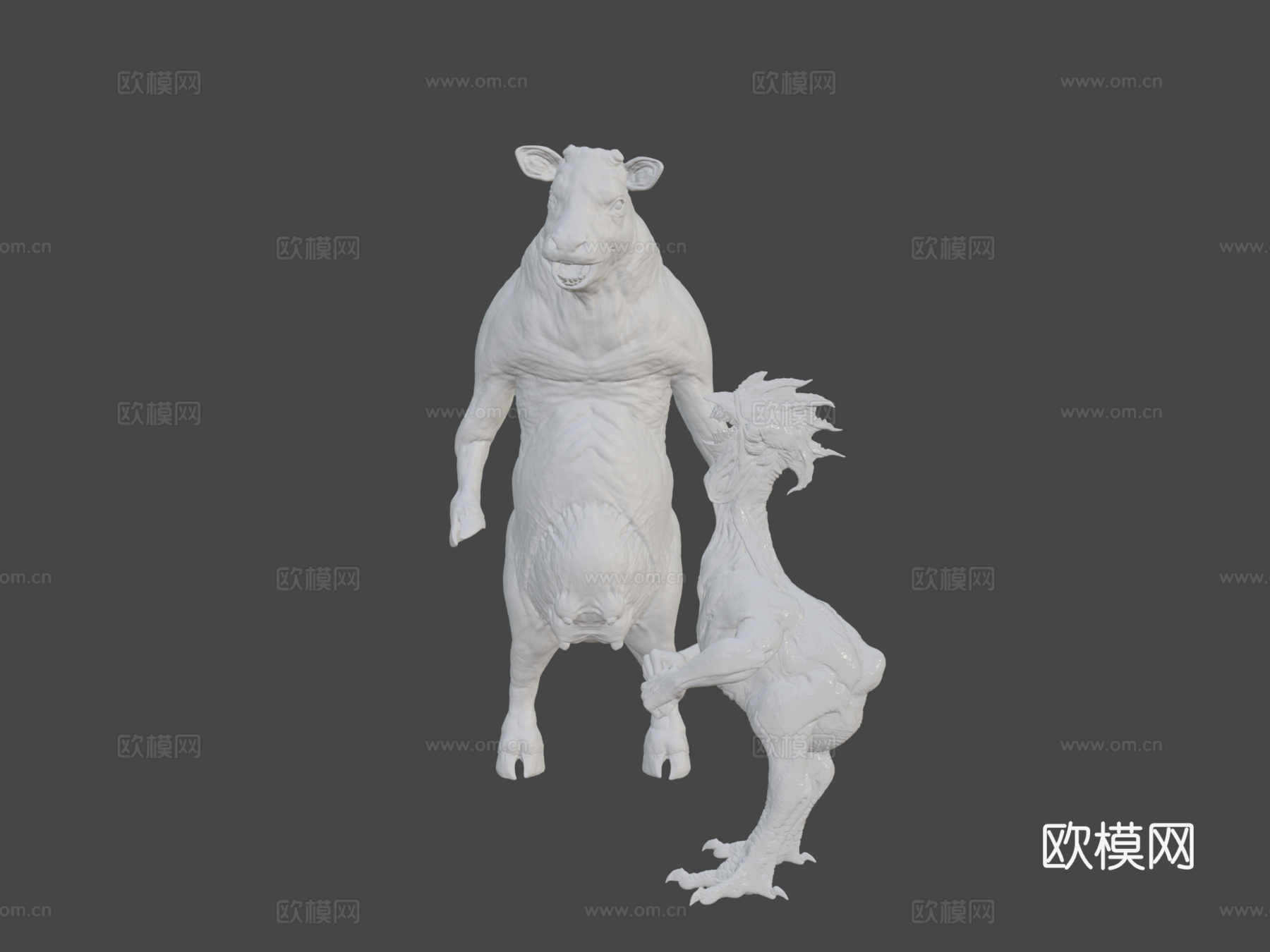牛与鸡粉丝艺术3d模型