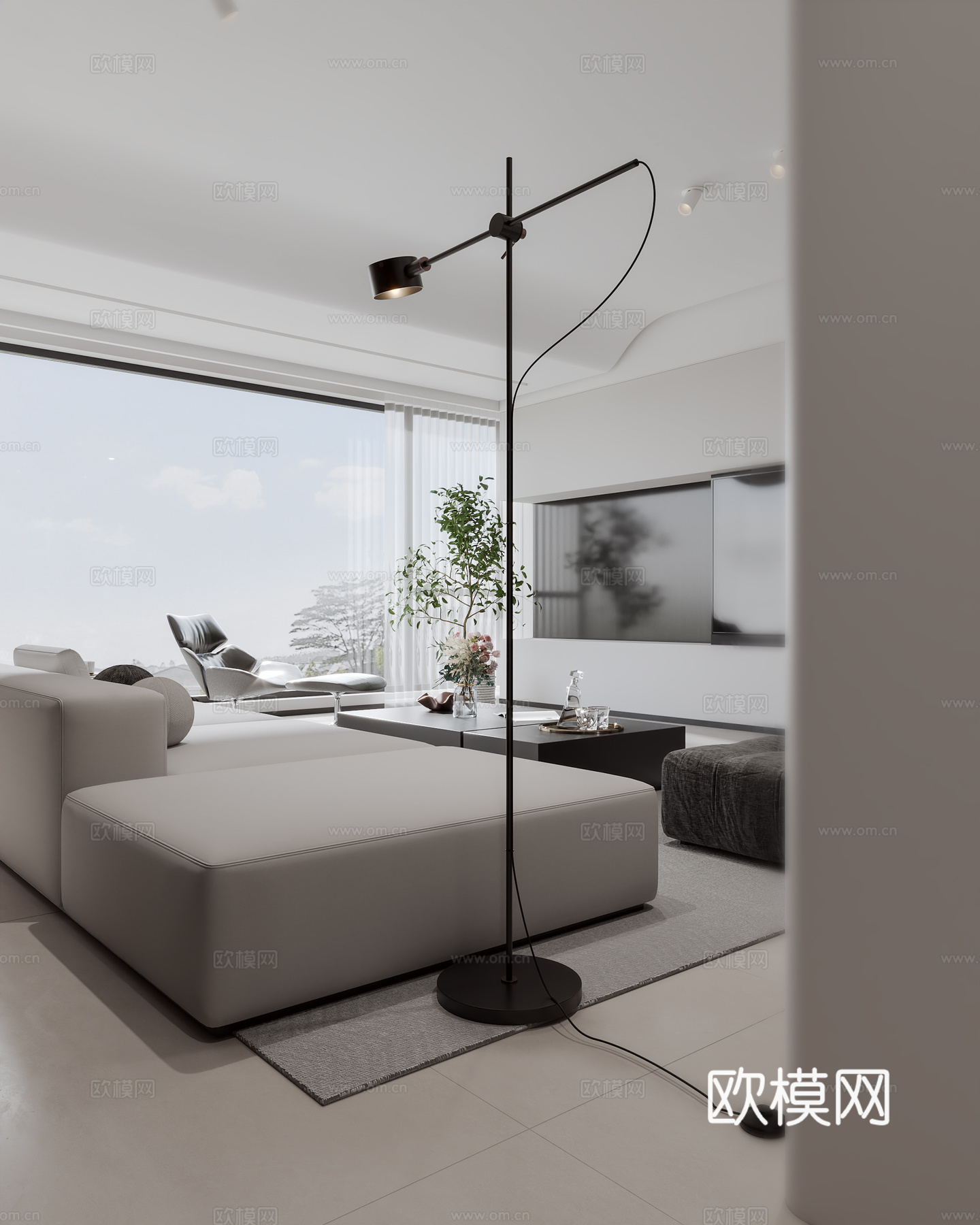 极简  客厅  餐厅3d模型