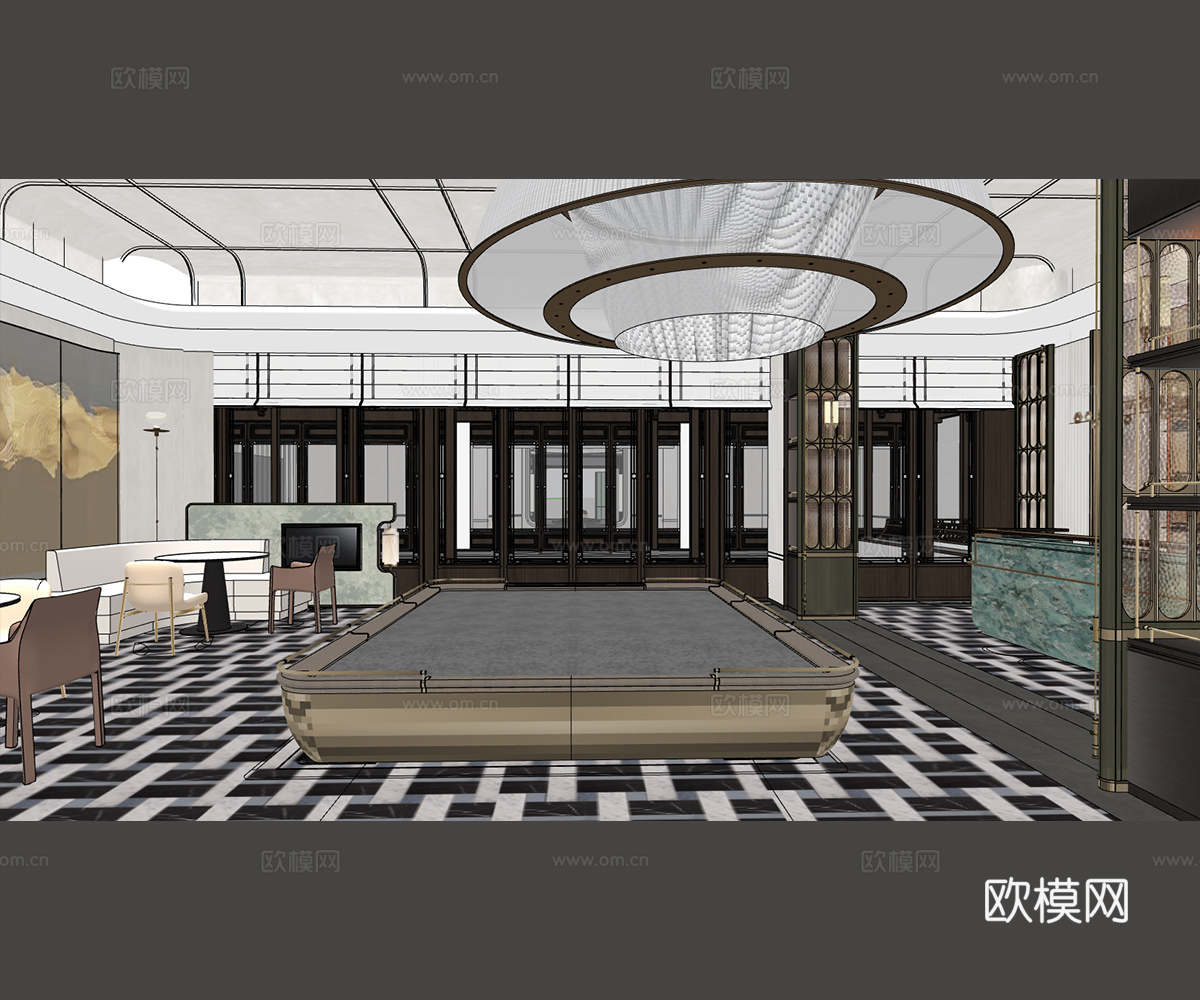 酒店会所前厅接待前厅接待厅茶室SU模型su模型