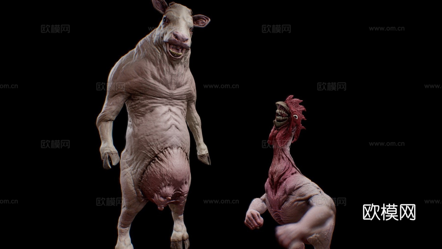牛与鸡粉丝艺术3d模型