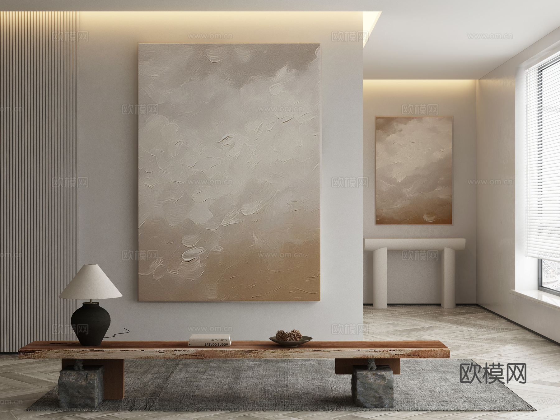 现代侘寂挂画 油画3d模型