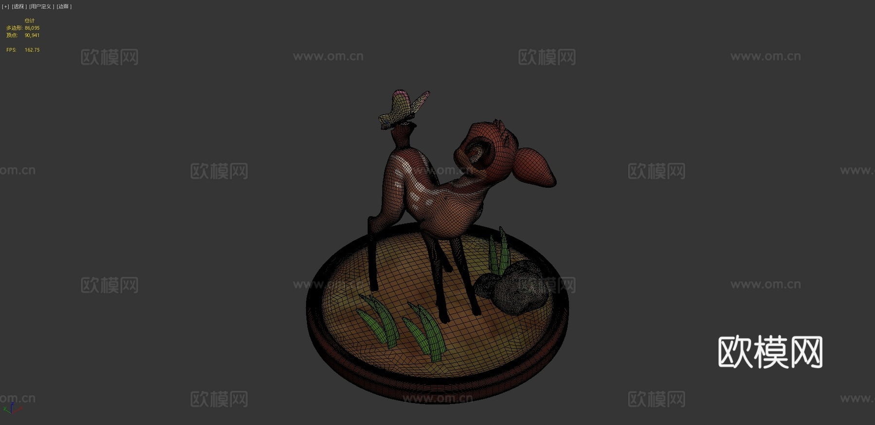 小鹿斑比蝴蝶3d模型
