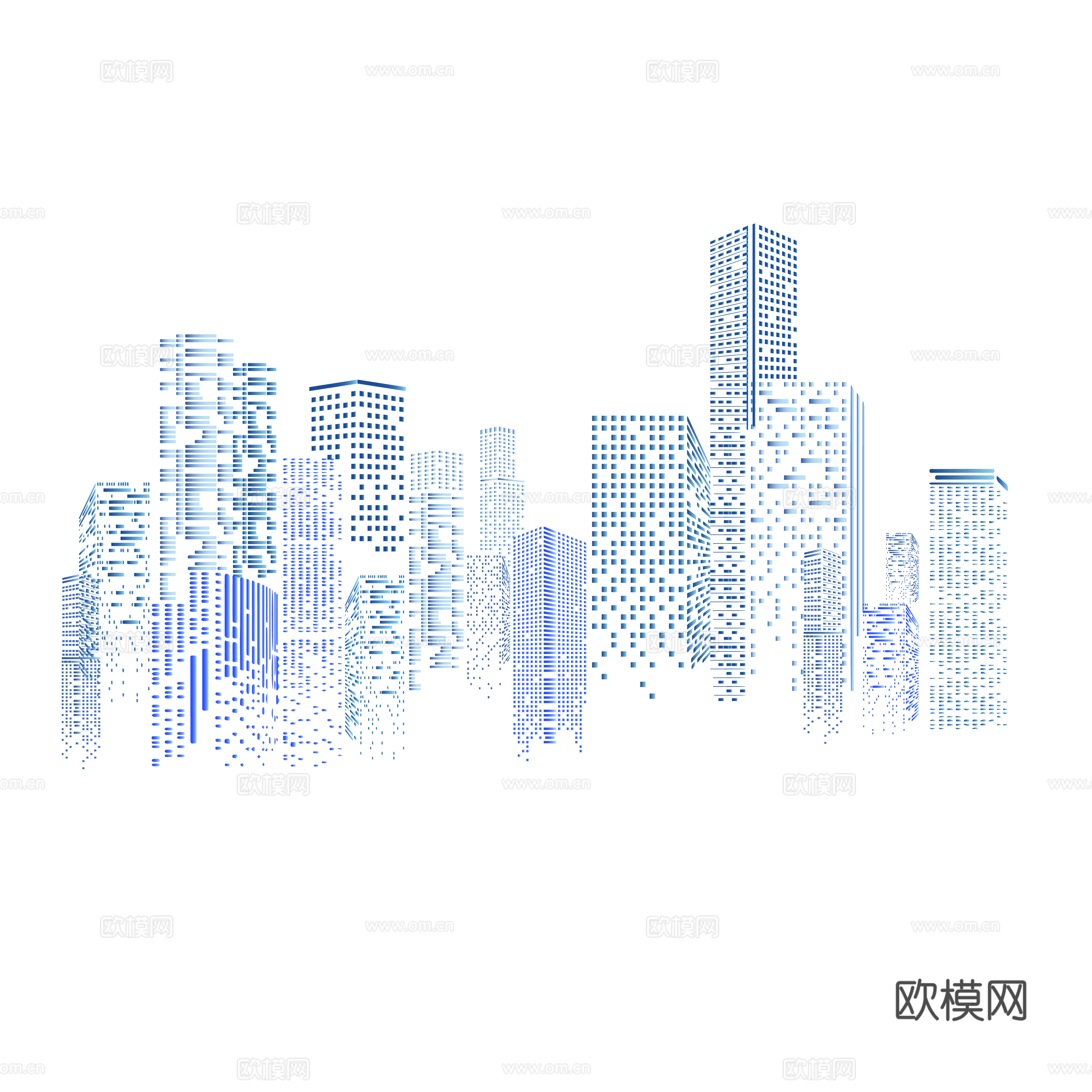 现代城市剪影 科技感城市建筑 城市天际线 建筑剪影