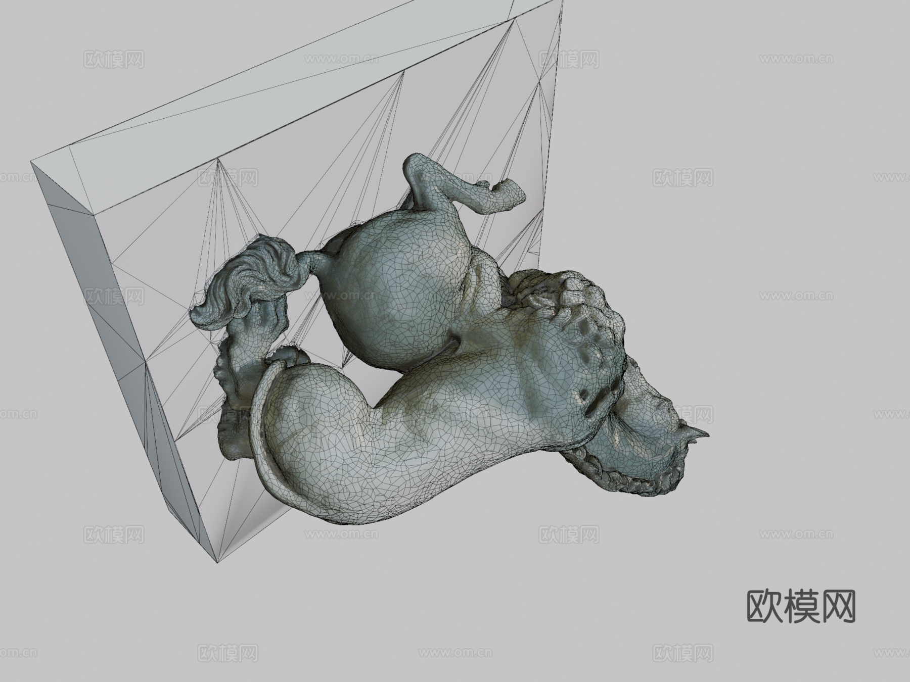 狮子攻击马3d模型