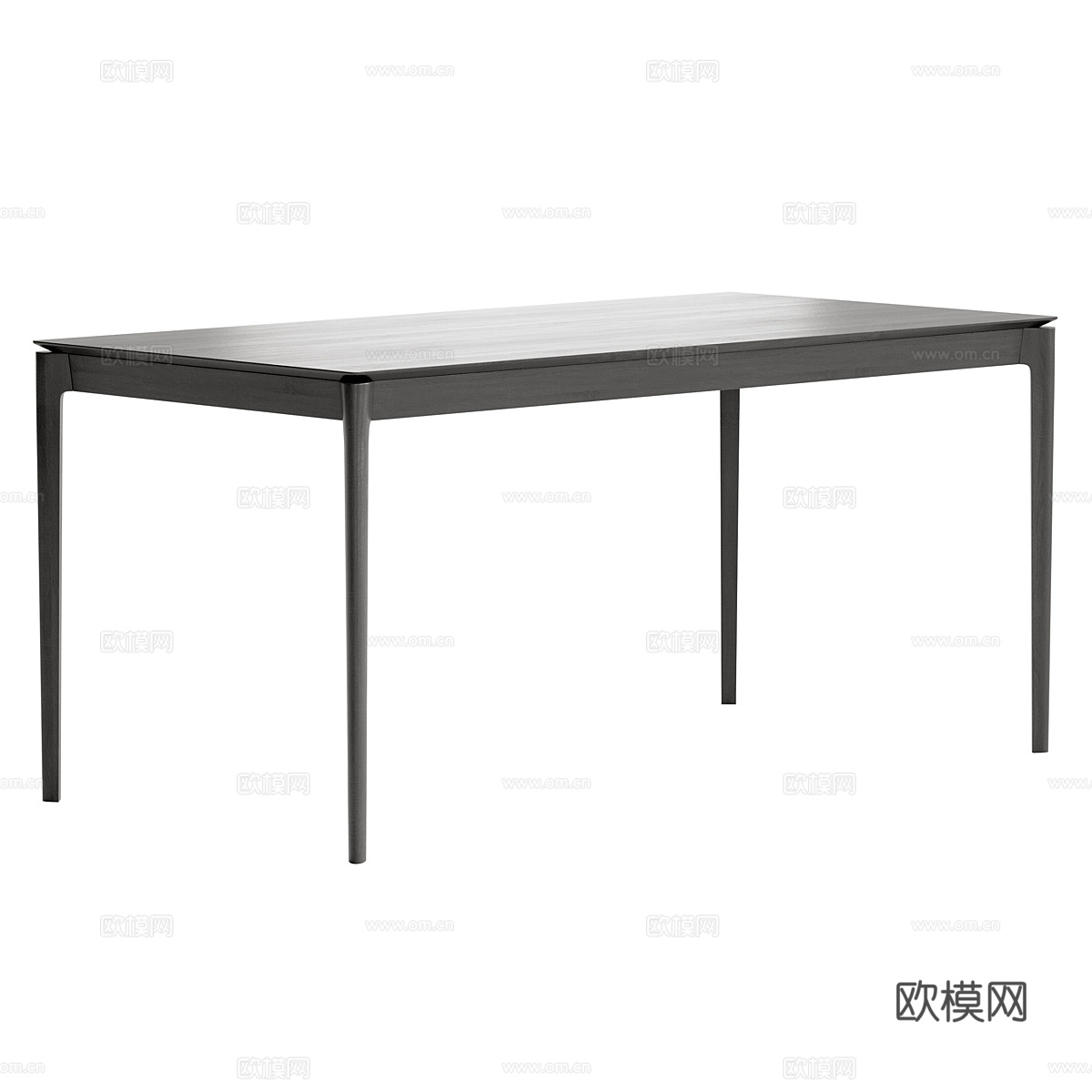现代意式极简实木餐桌3d模型