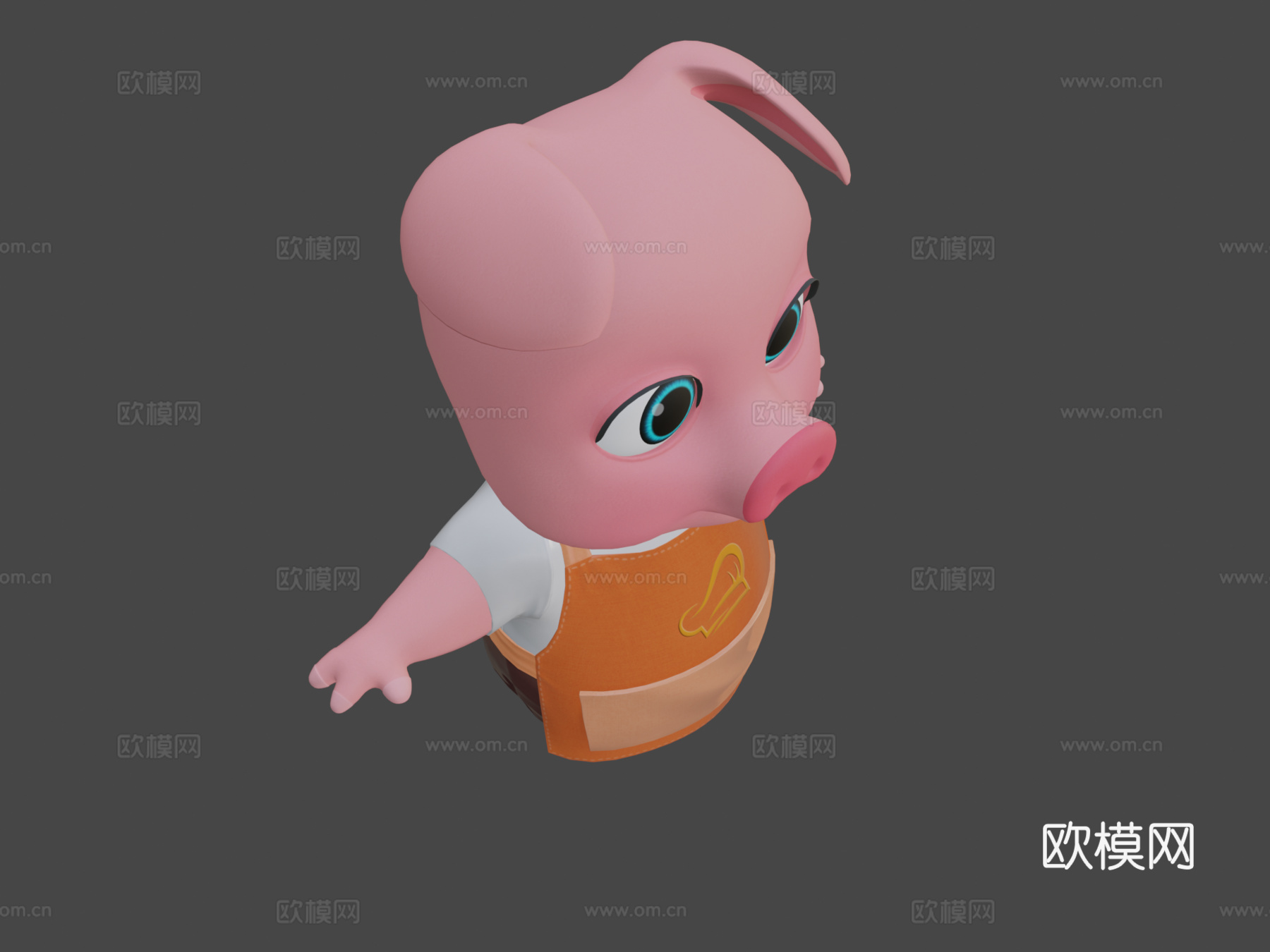 资产-卡通-动物-猪-绑定3D模型3d模型