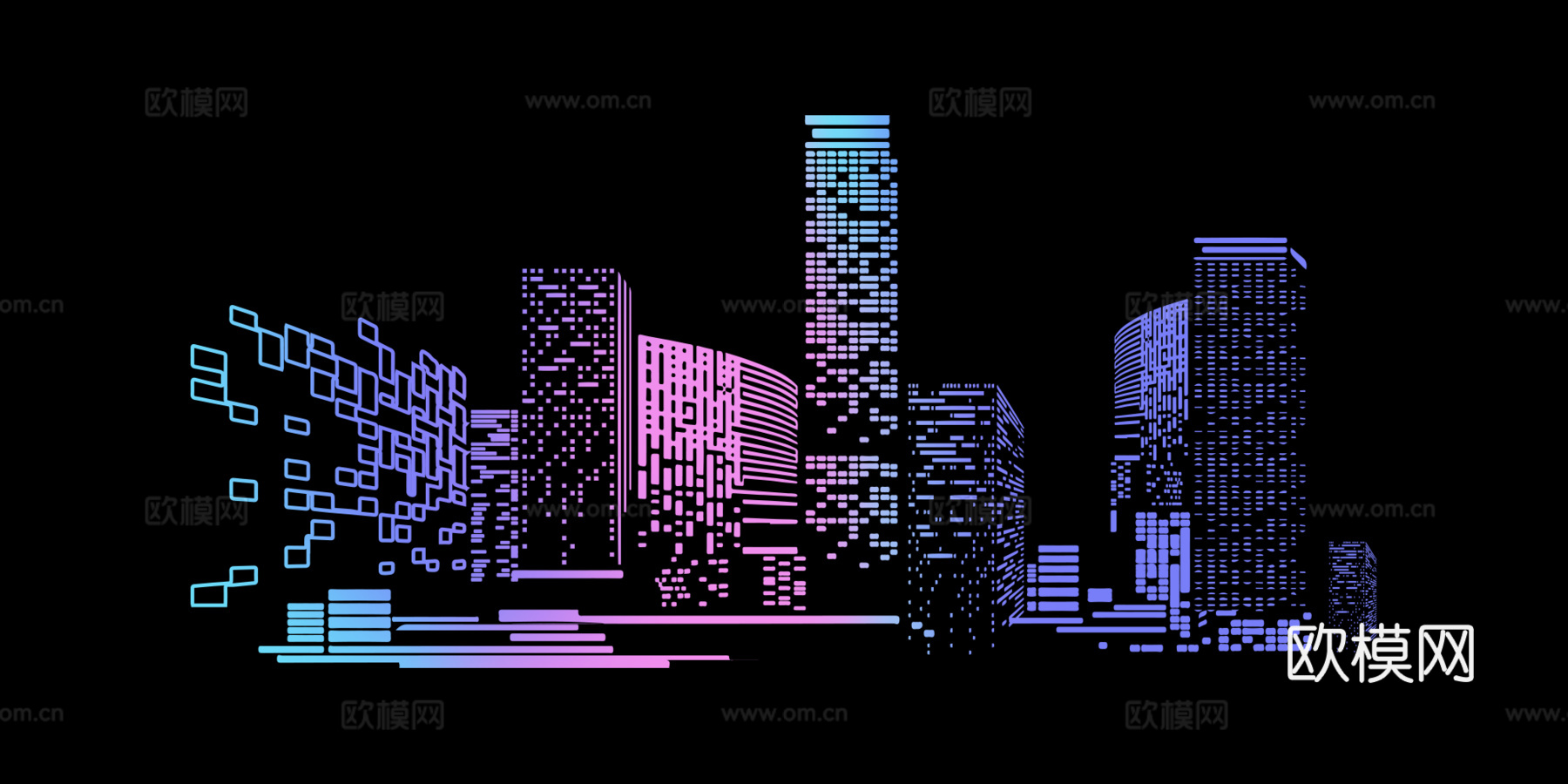 炫酷城市 粒子城市 城市剪影 建筑剪影