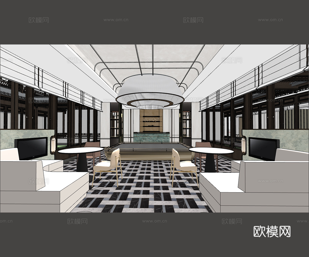 酒店会所前厅接待前厅接待厅茶室SU模型su模型