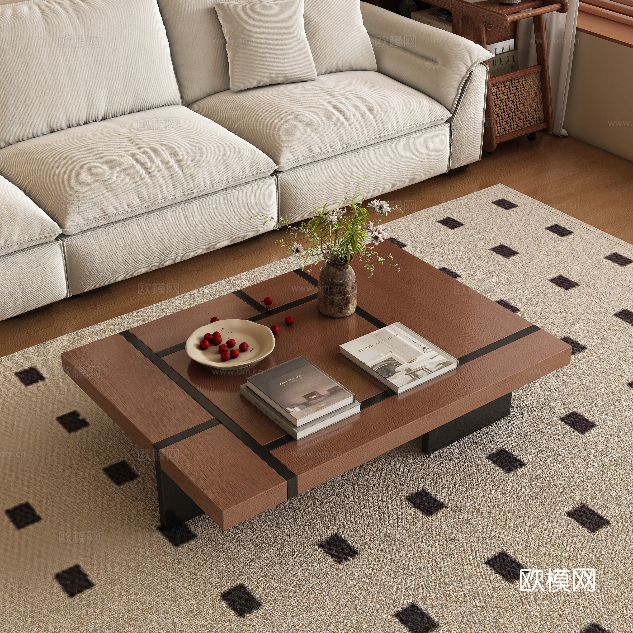 中古风茶几su模型下载（渲染图1）